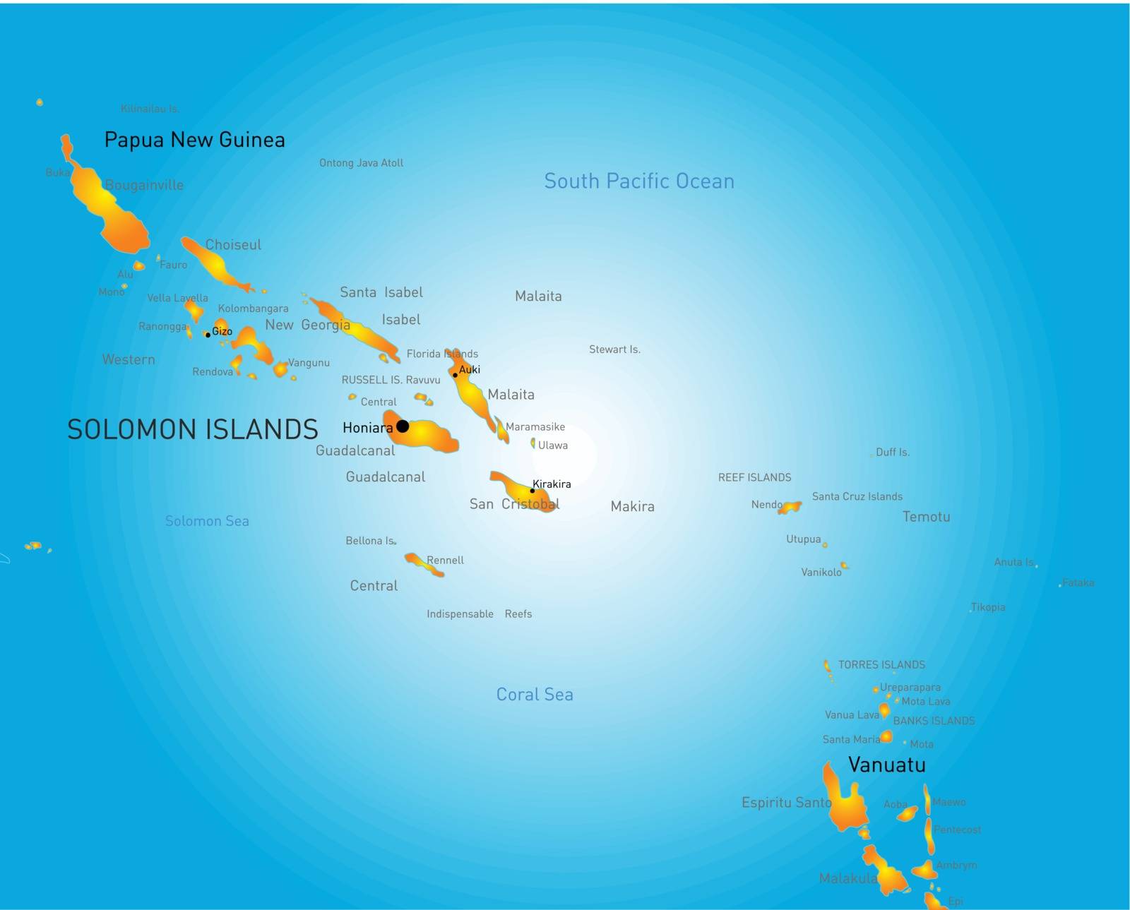 Vector color map of Soloman island