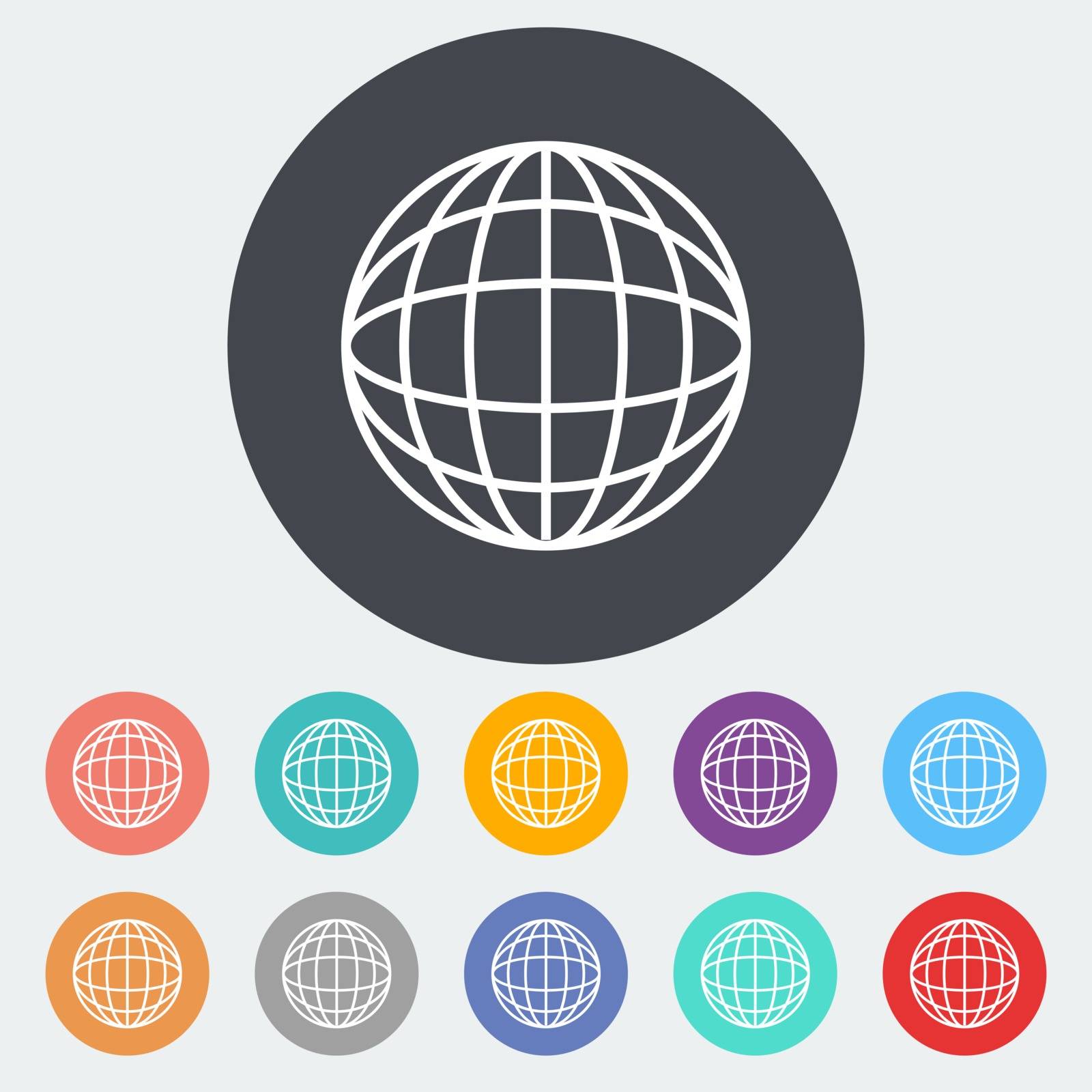 Simple World globe. Single flat icon on the circle. Vector illustration.