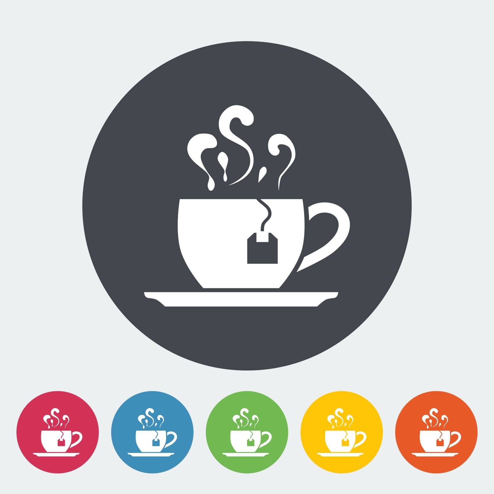 Tea. Single flat icon on the button. Vector illustration.