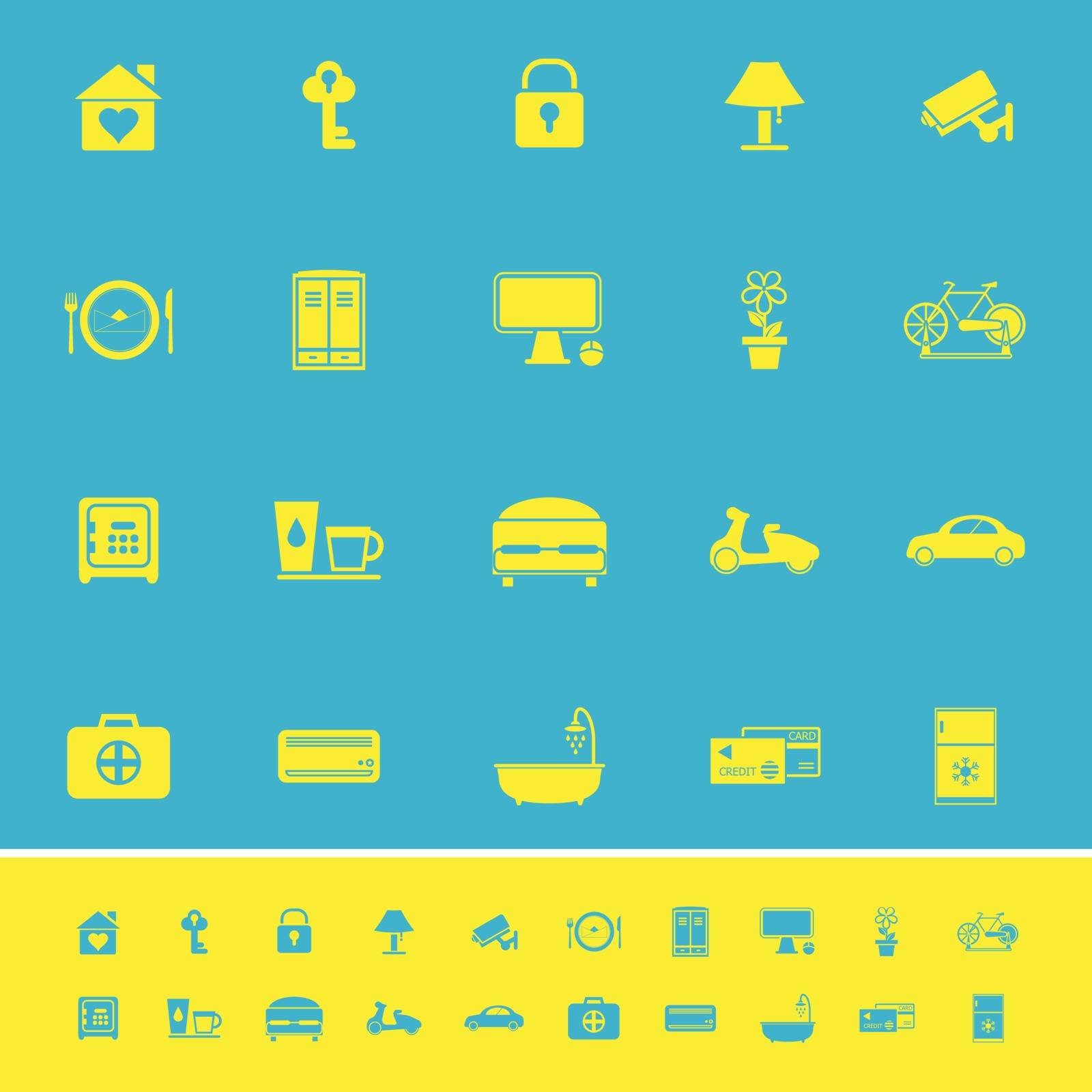 General home stay color icons on blue background by nalinratphi