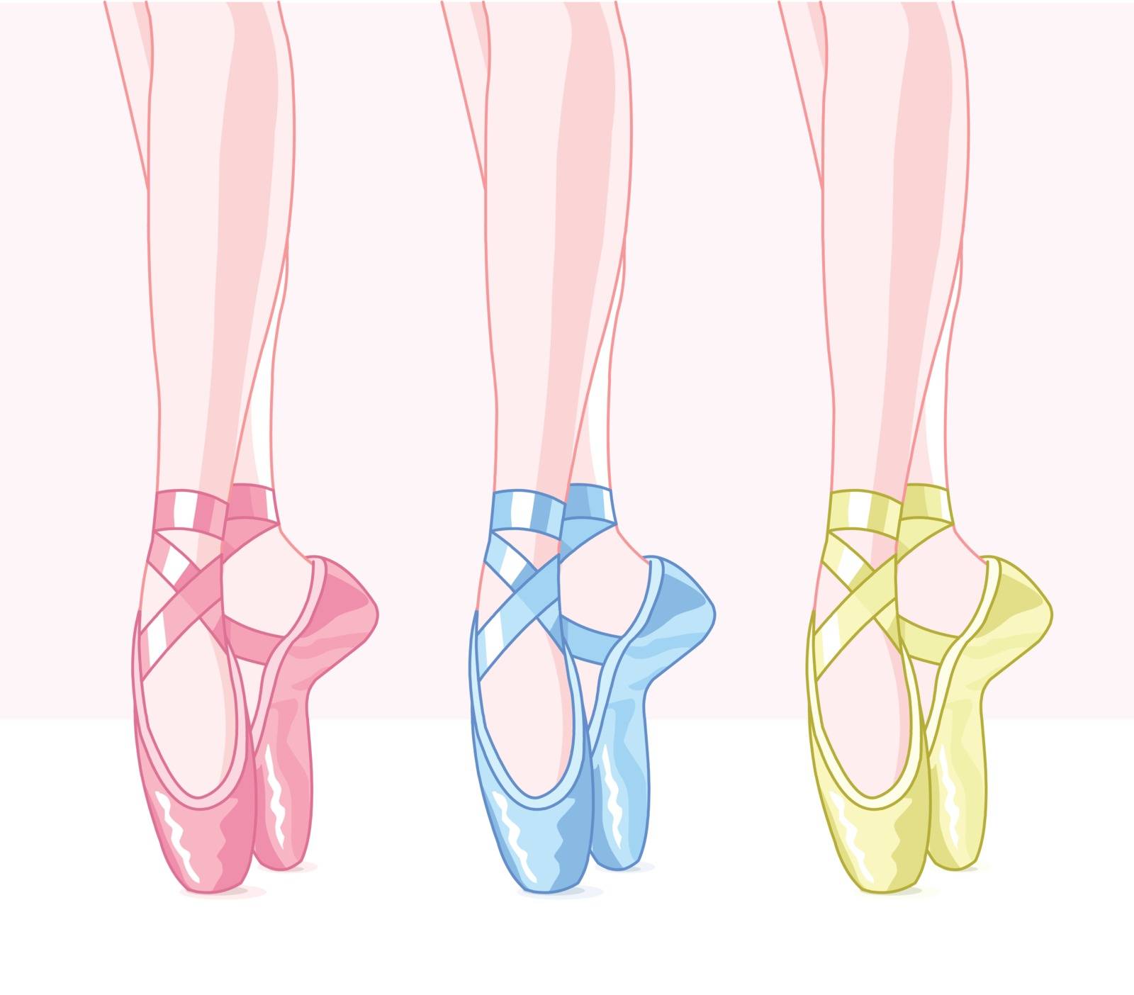 Illustration of set ballet shoes