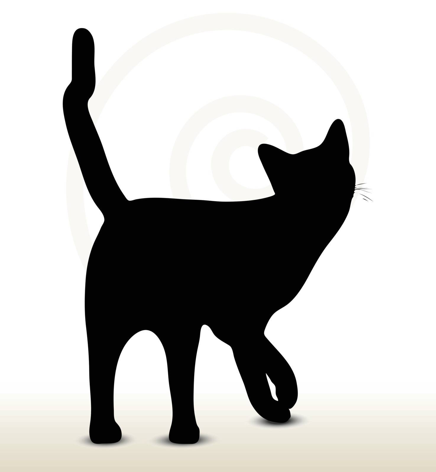 illustration of cat silhouette isolated on white background - in turn-around pose
