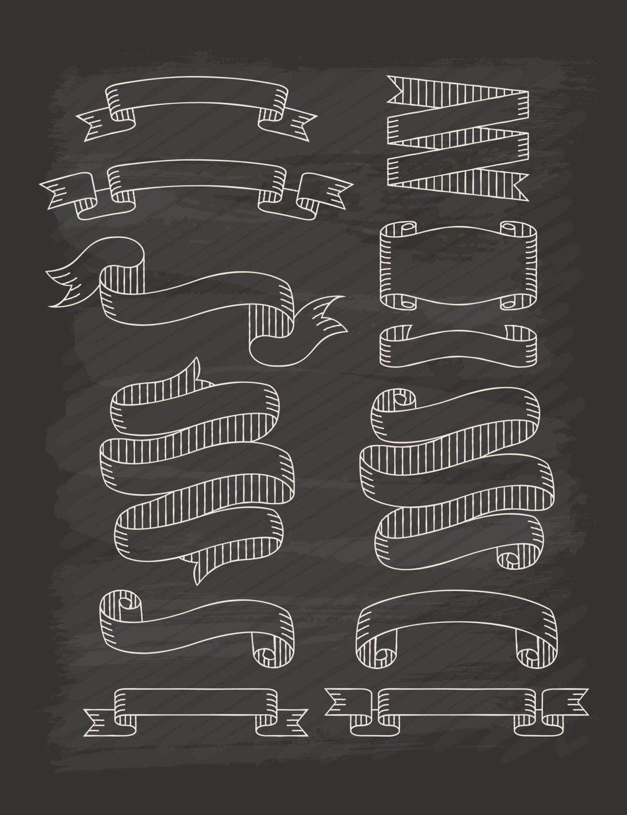 Set of ribbons  in vintage style with chalkboard , eps10 vector format