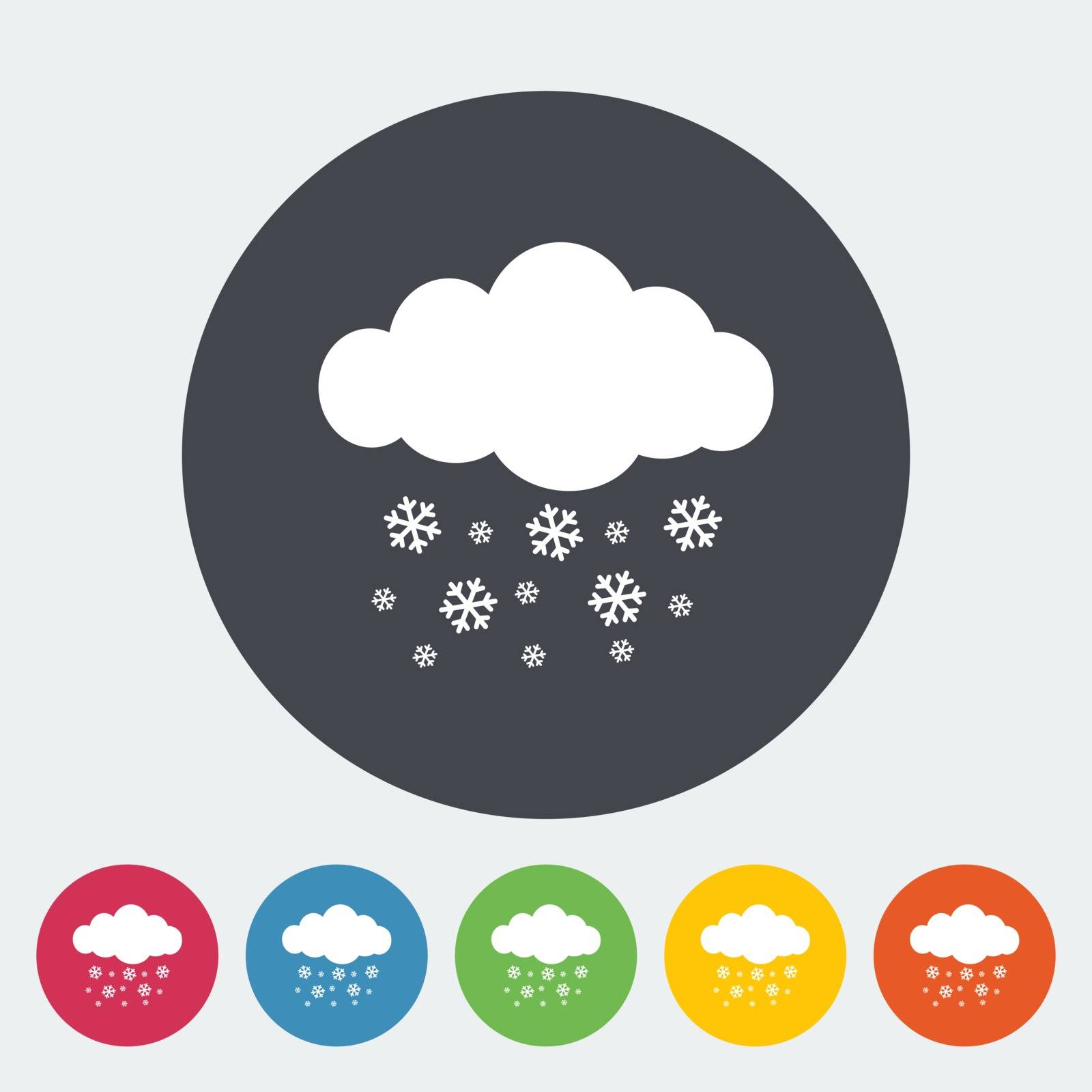 Snowfall. Single flat icon on the circle. Vector illustration.