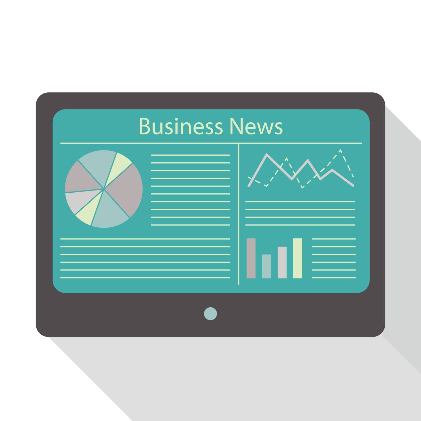 tablet display business news information with graphs in flat design with shadow - infographic