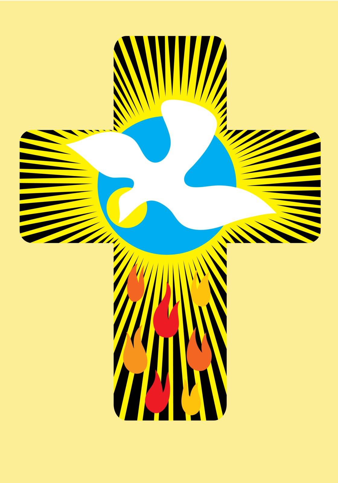 Cross with Holy spirit light, art vector decoration