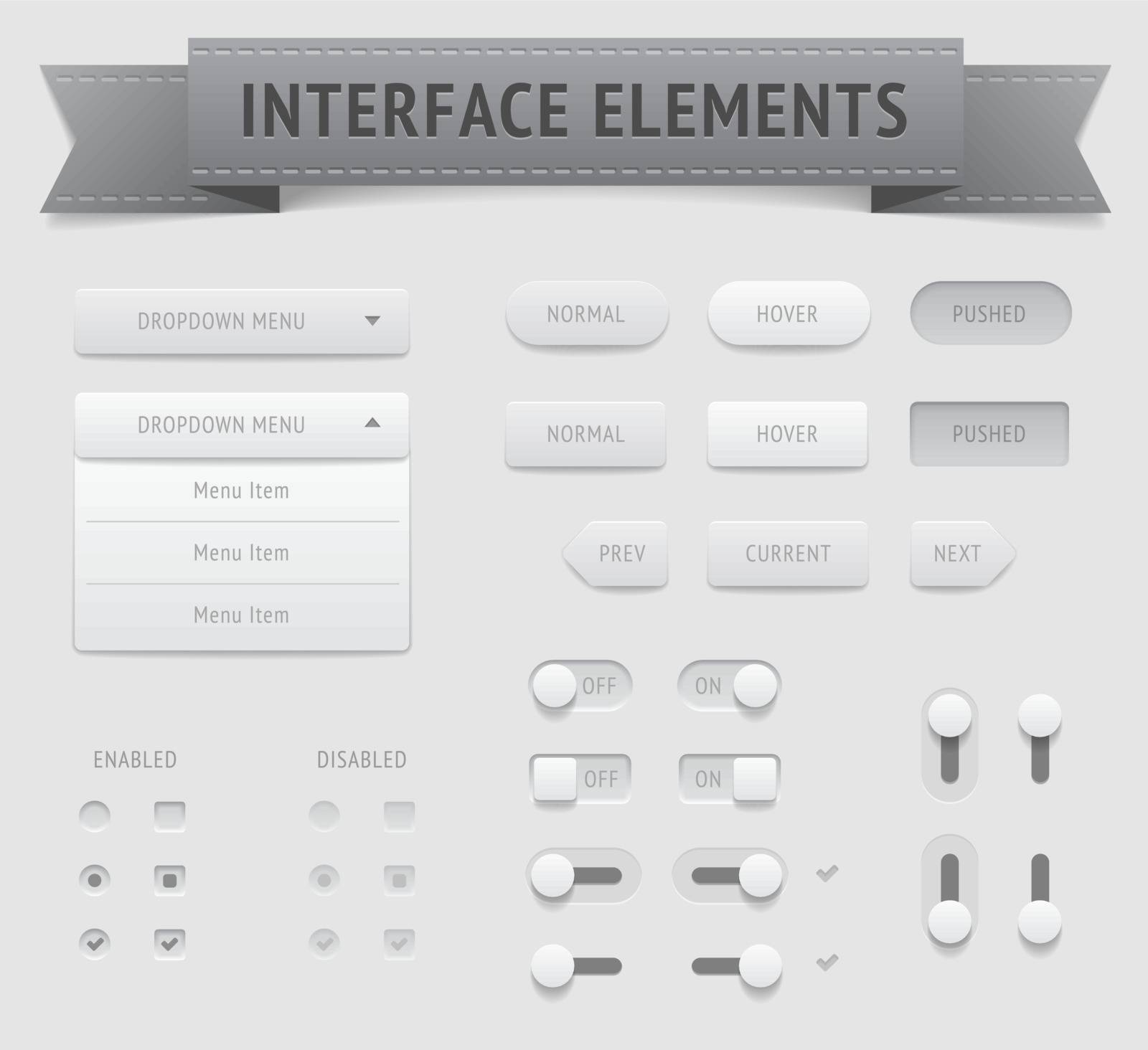 User interface elements. Vector saved as EPS-10, file contains objects with transparency (shadows etc.) 