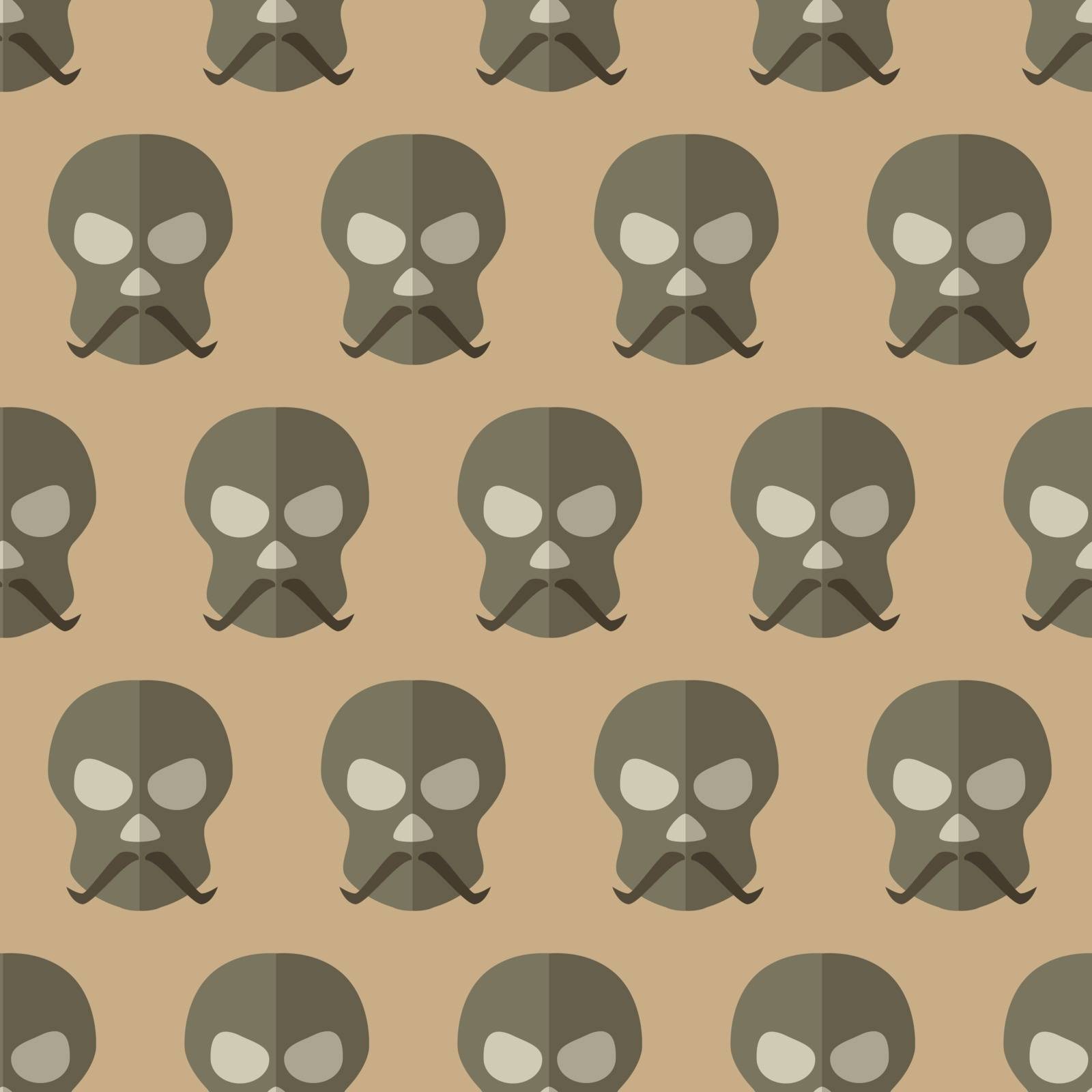 Flat scull with mustache, evil Halloween background