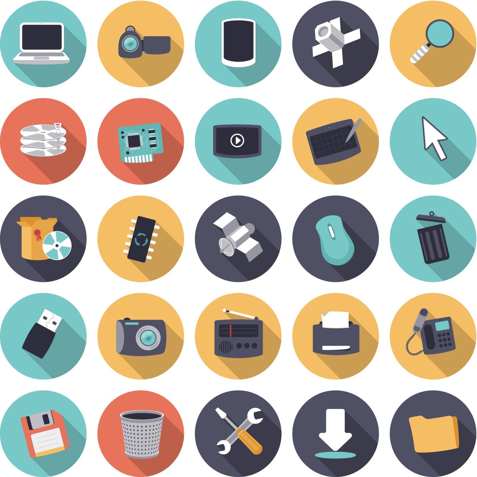 Flat design icons for technology and devices. Vector eps10 with transparency.