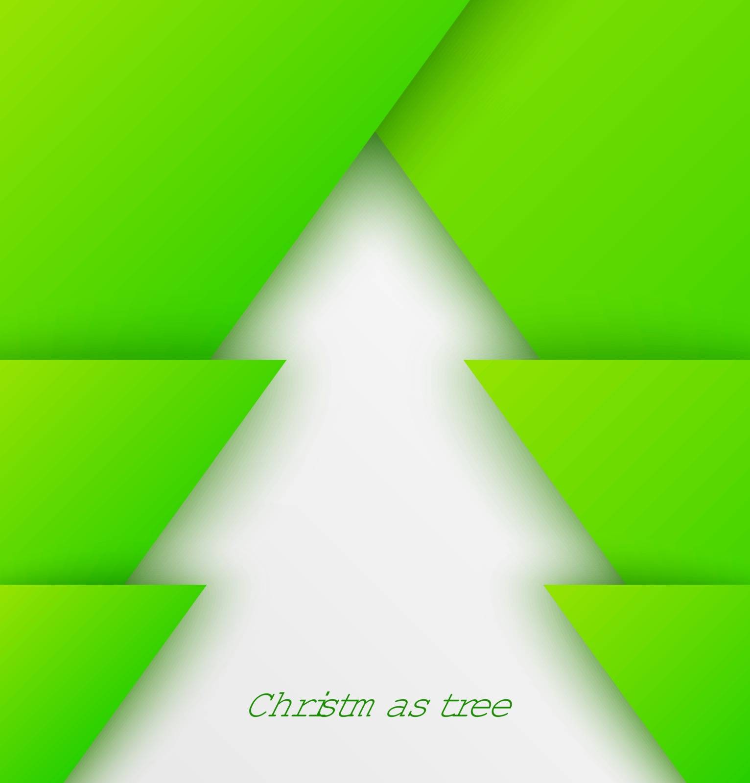 Green abstract christmas tree paper applique. Vector illustration