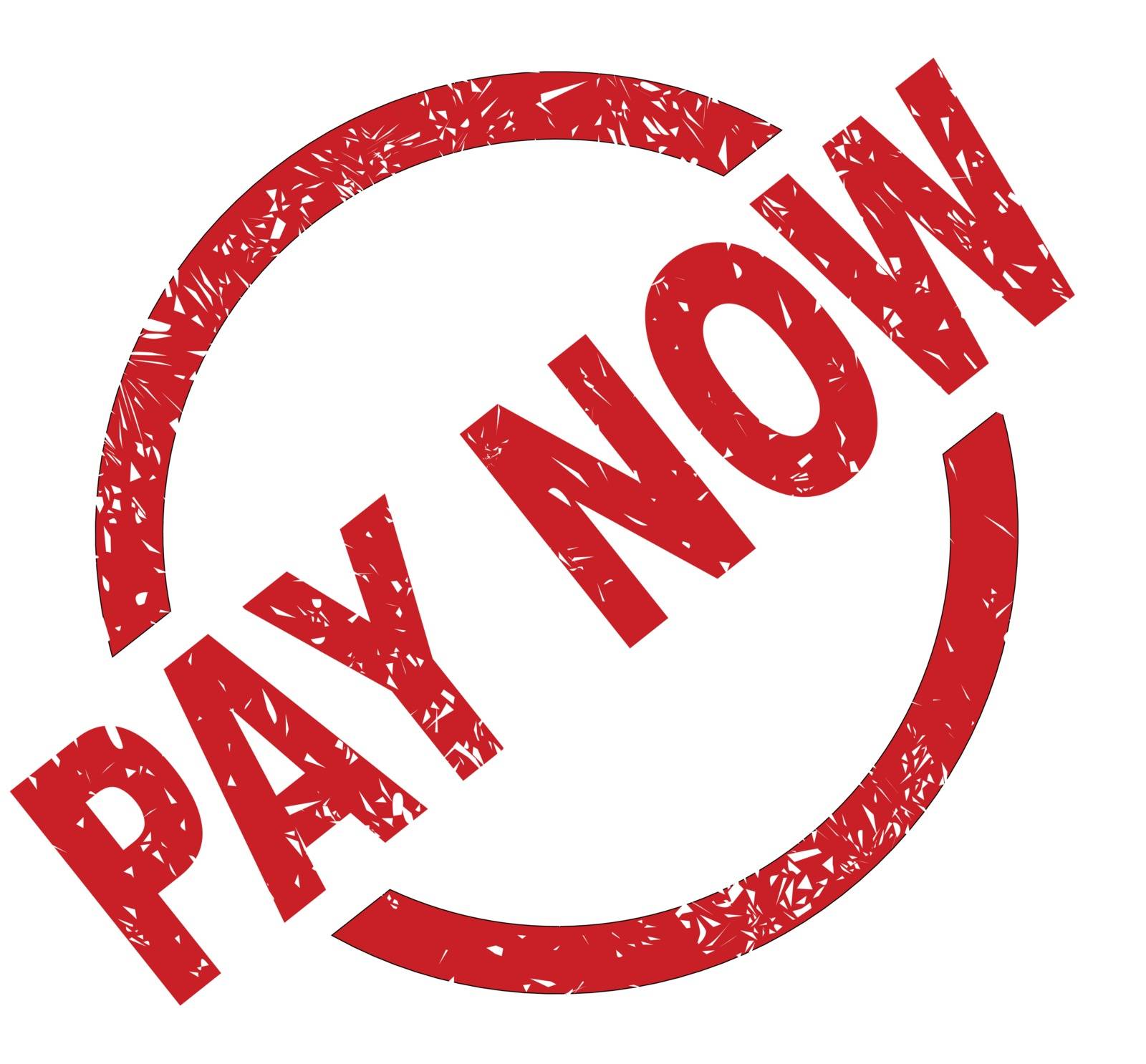 An pay now red ink stamp on a white background