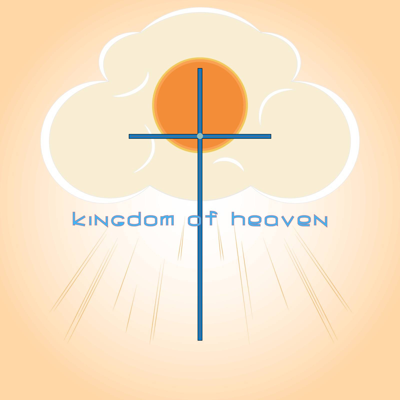 Illustration of a church cross on a background of clouds