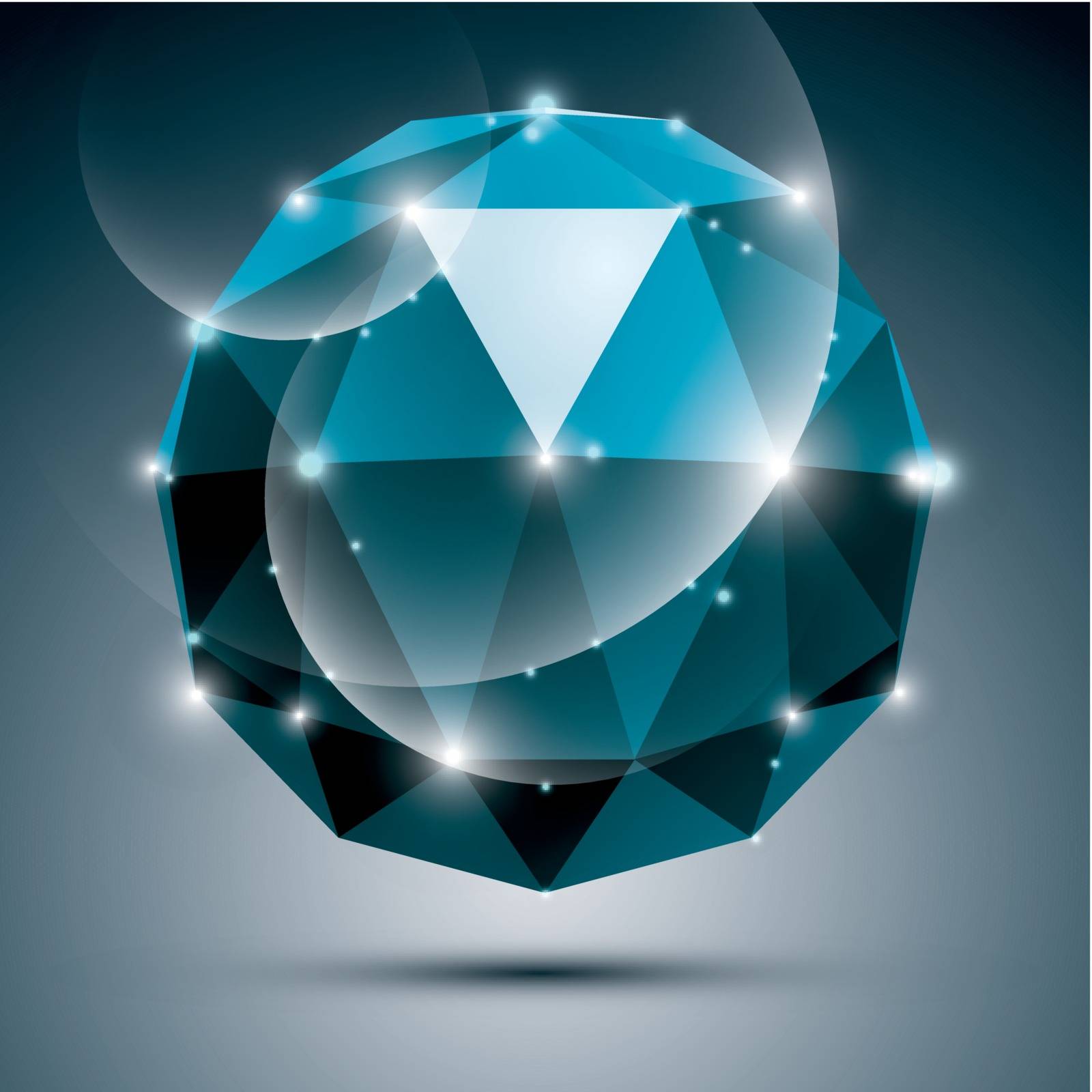 Vector stylish illustration, shiny sapphire effect, eps10. Gala 3D blue twinkle ball.