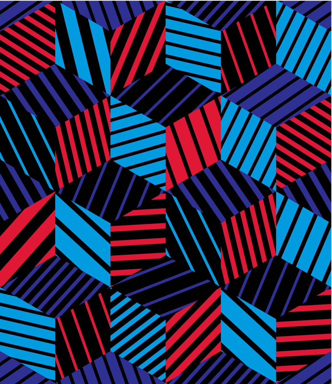 Lined 3d boxes seamless pattern, geometric vector background.