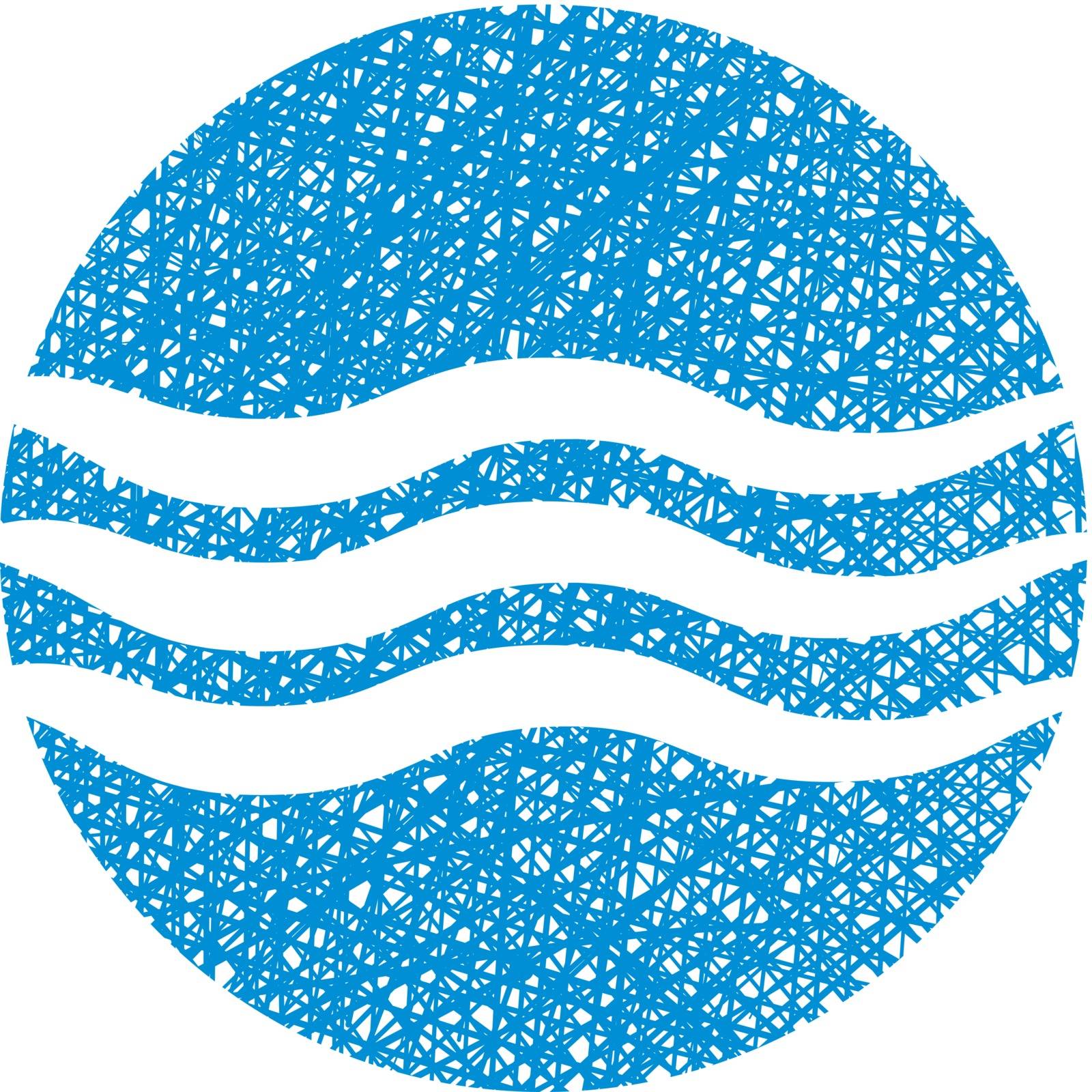 Wave water icon , abstract icon, vector symbol with hand drawn lines texture.