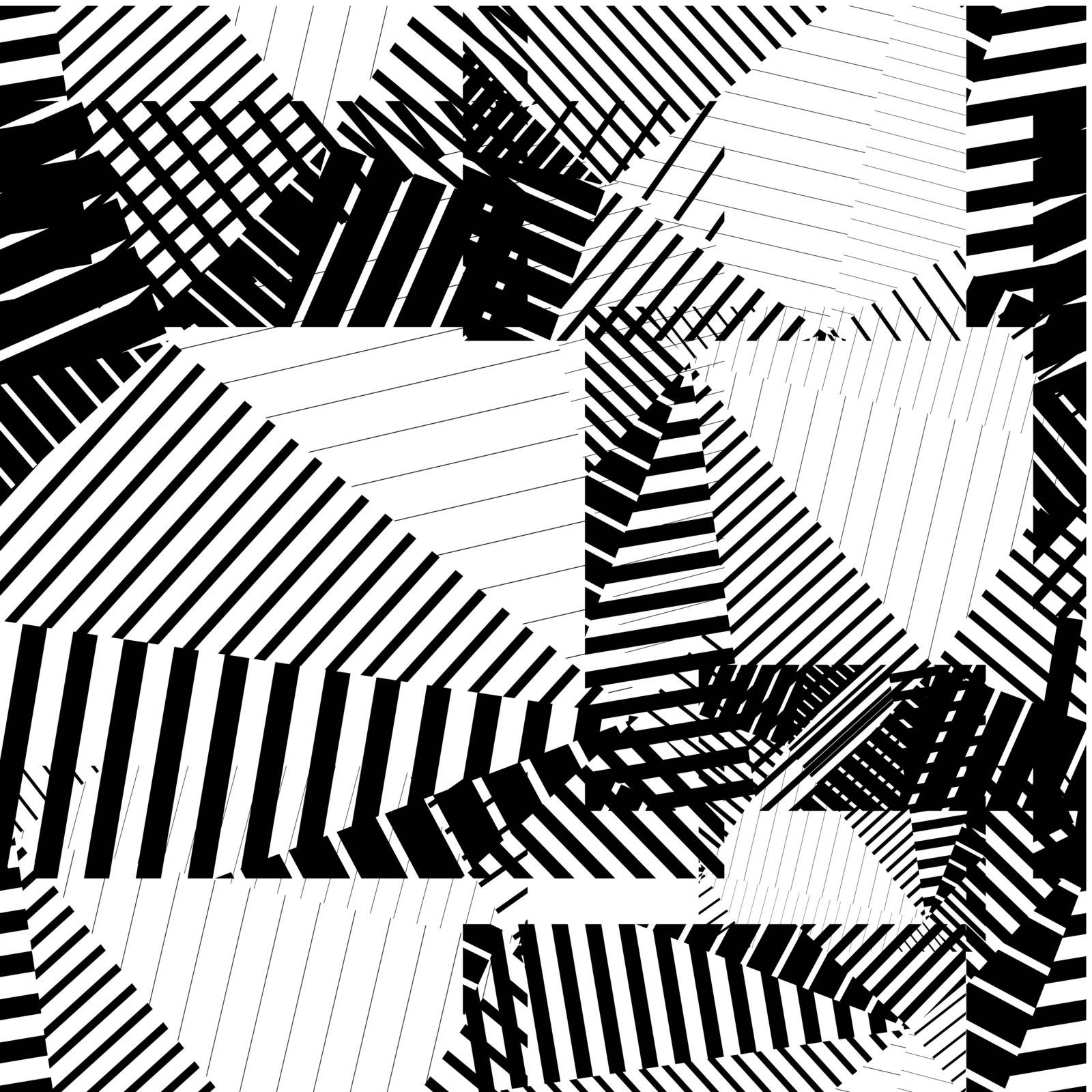 Black and white endless vector striped tiling, fashionable textu by Sylverarts