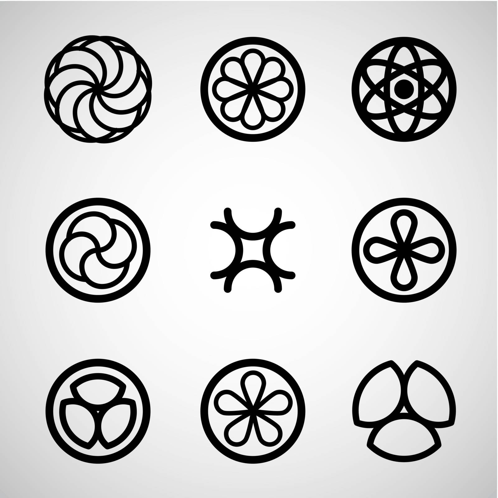 Round symbols vector abstract set.