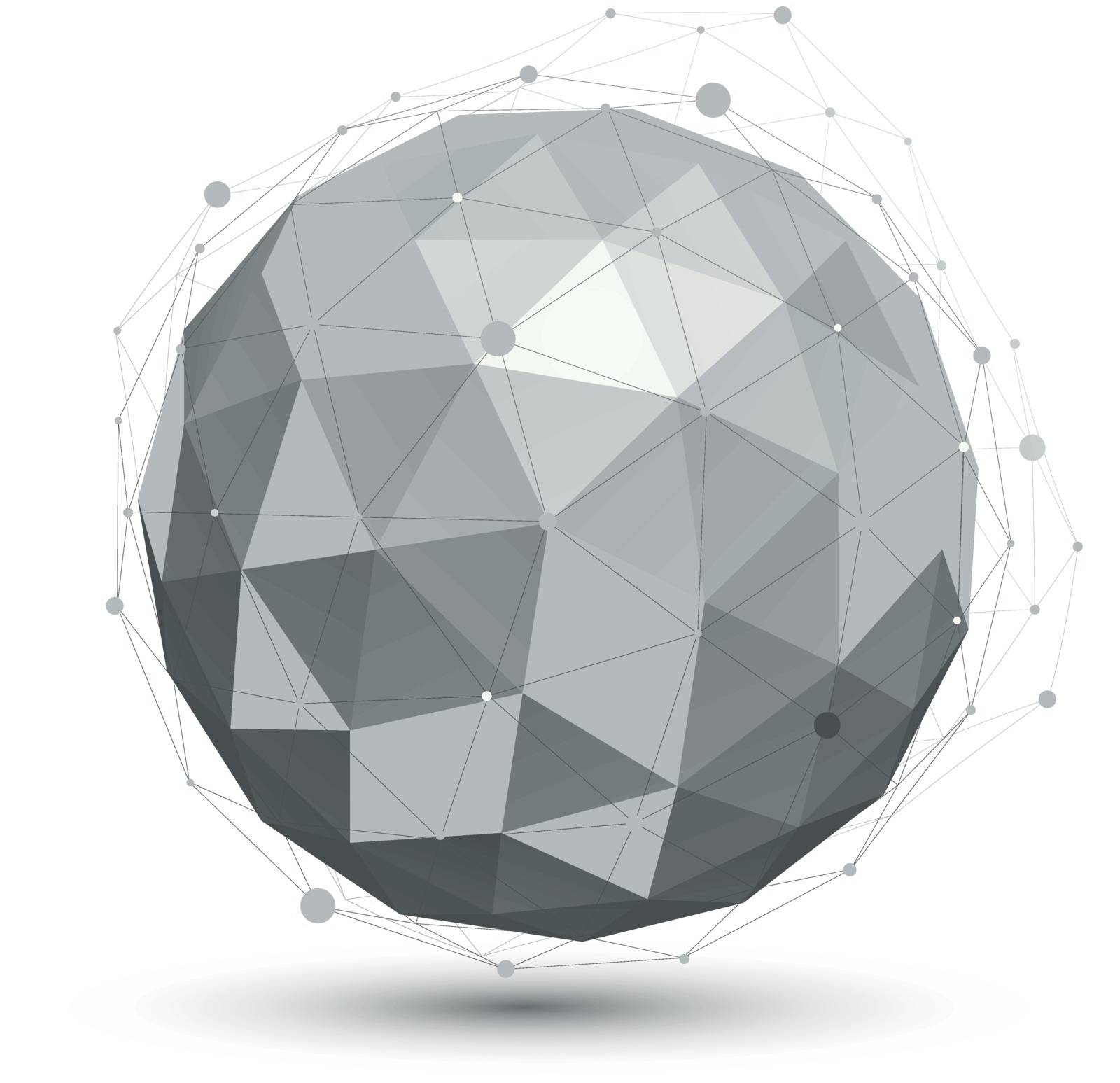 Modern digital technology ball, abstract unusual background, vector tech complicated 3d orb.