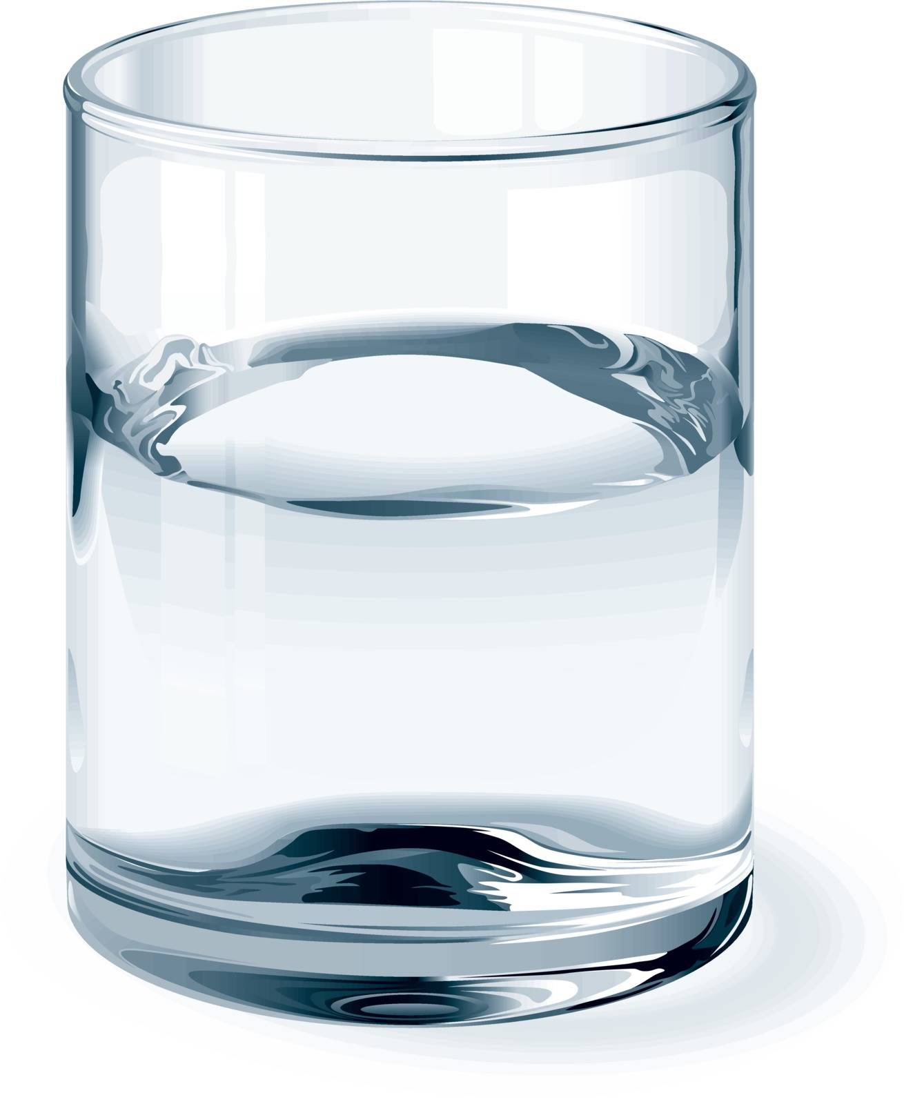 Glass of water isolated on white. One global color for glass and three colors for liquid. Gradients used. No mesh. Eps8. CMYK. Organized by layers. Easy change height of glass.