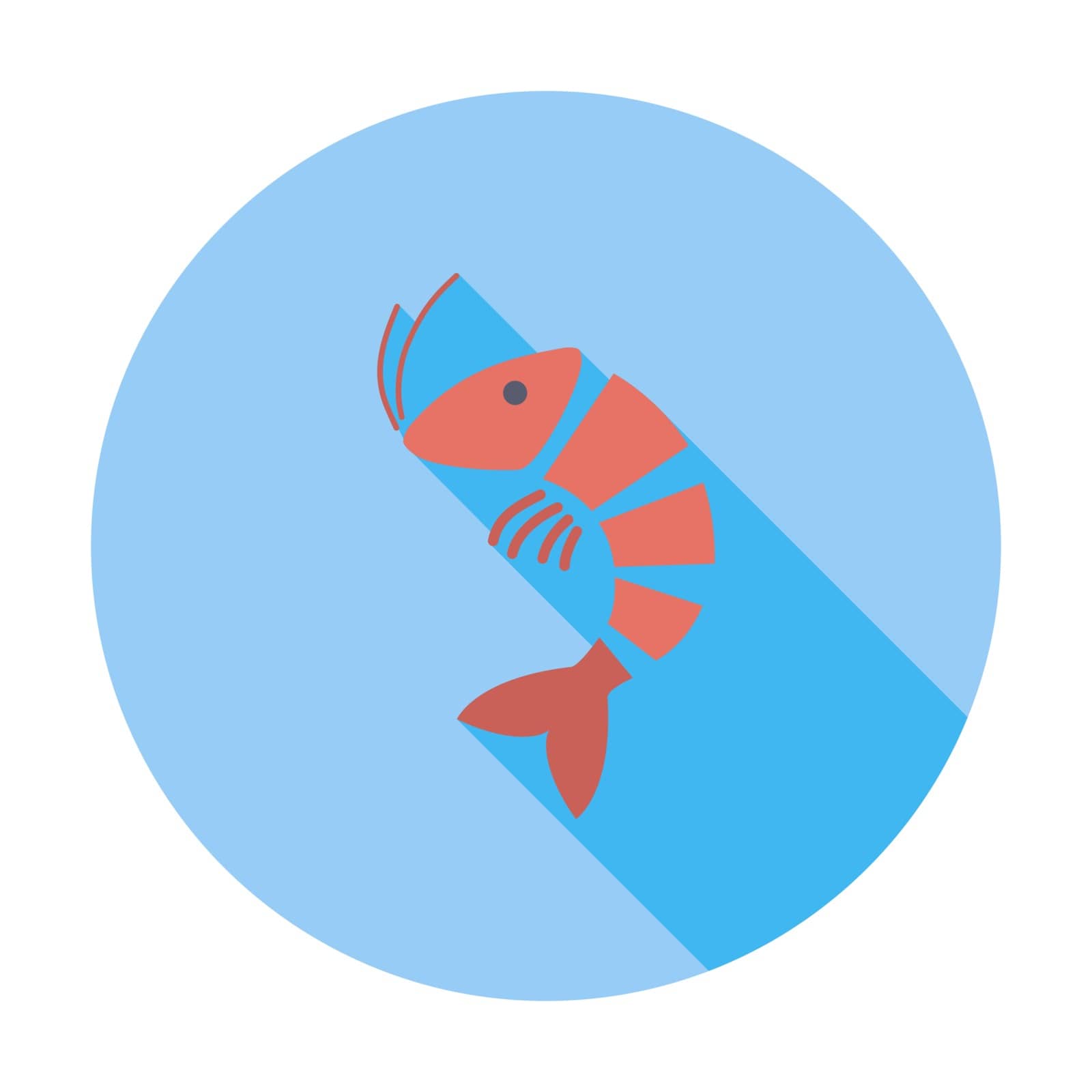 Shrimp. Single flat color icon. Vector illustration.