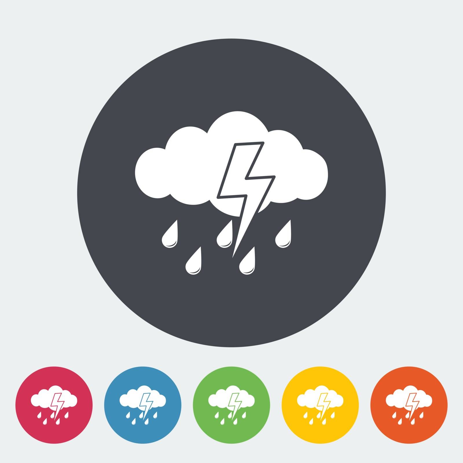 Storm. Single flat icon on the circle. Vector illustration.