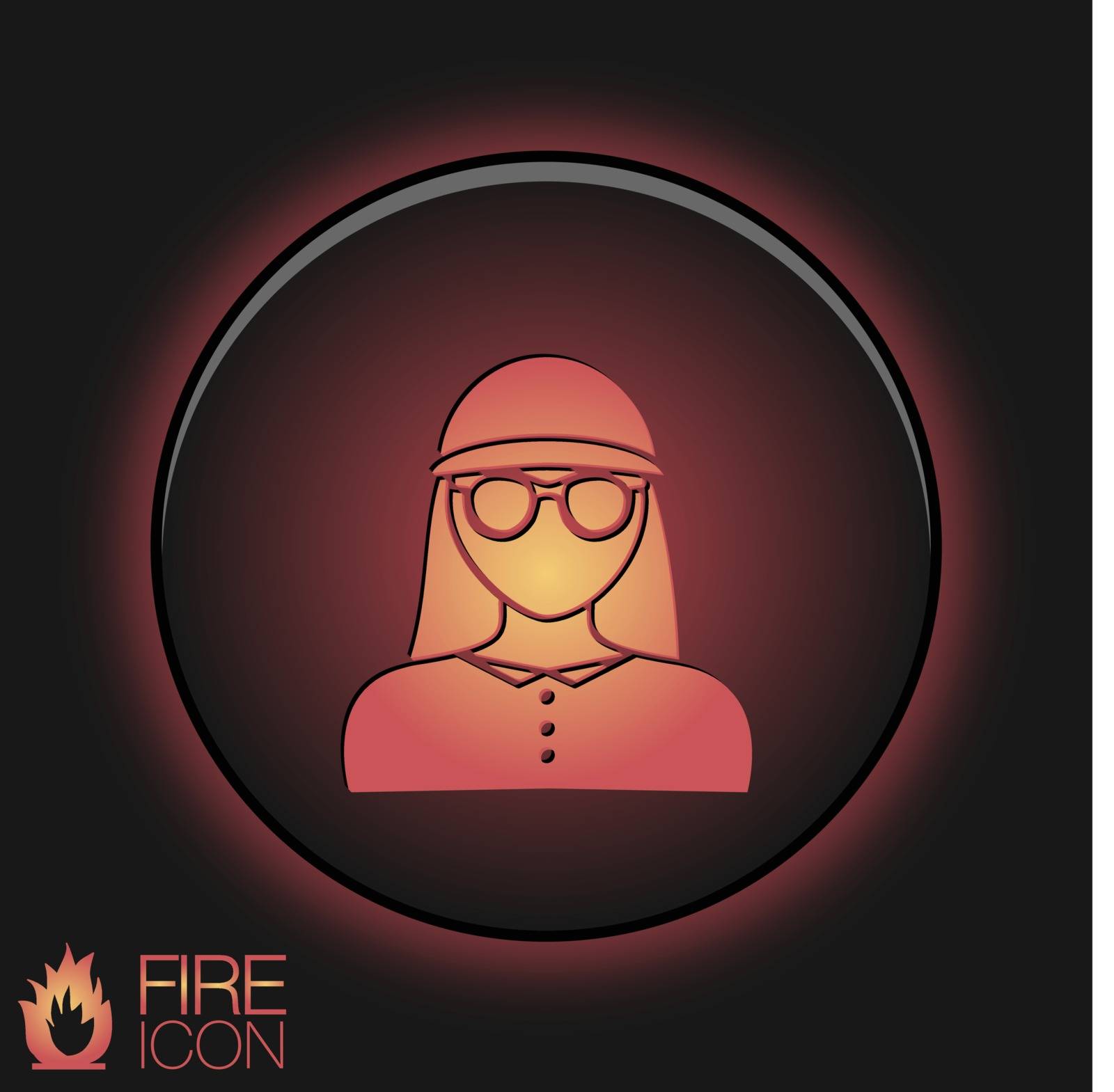 A female avatar. Avatar of a woman. Round icon image girl in glasses and a hat by LittleCuckoo
