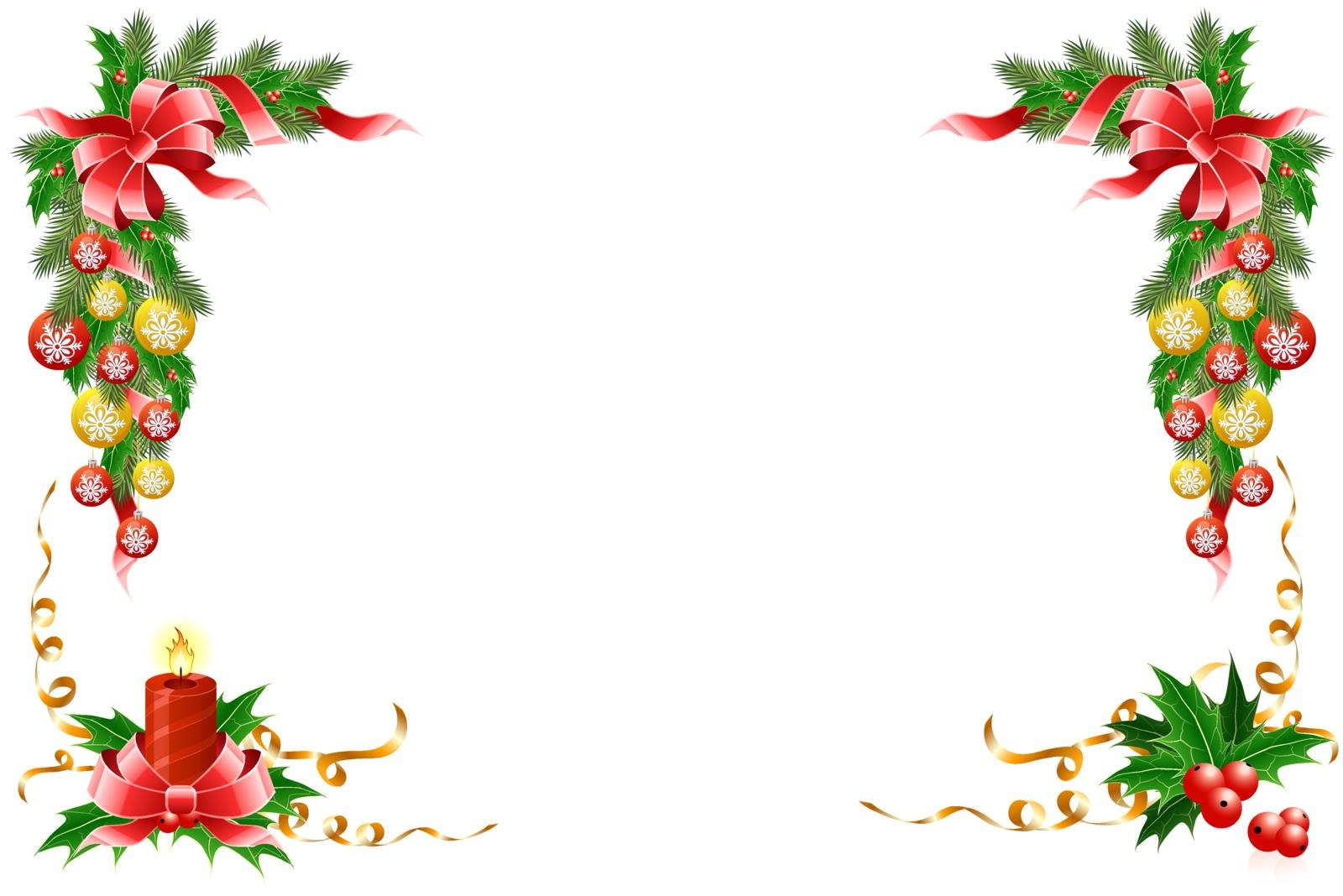 Christmas decoration with garland mistletoe fir-tree and balls