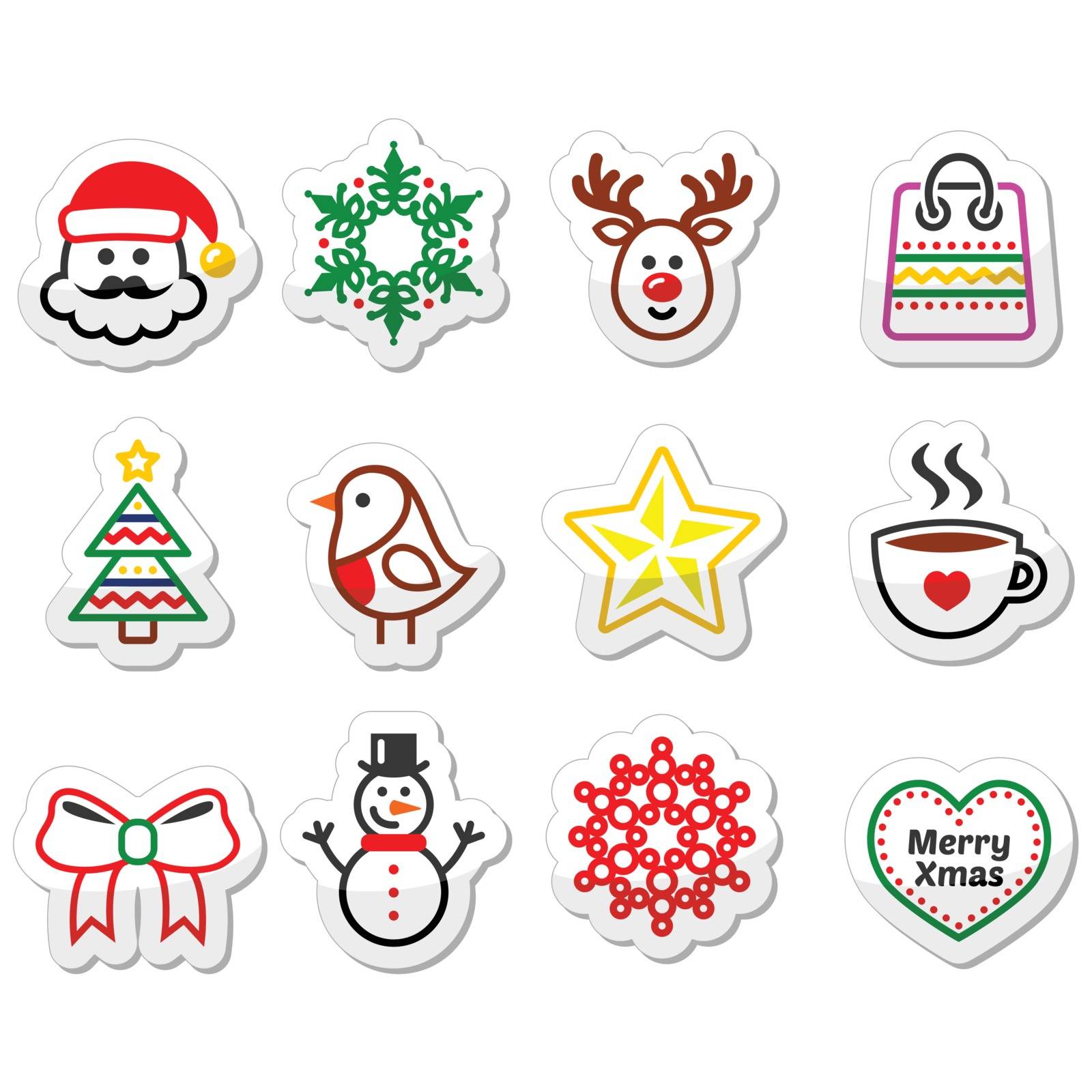 Christmas, winter icons set - Santa Claus, snowman by RedKoala
