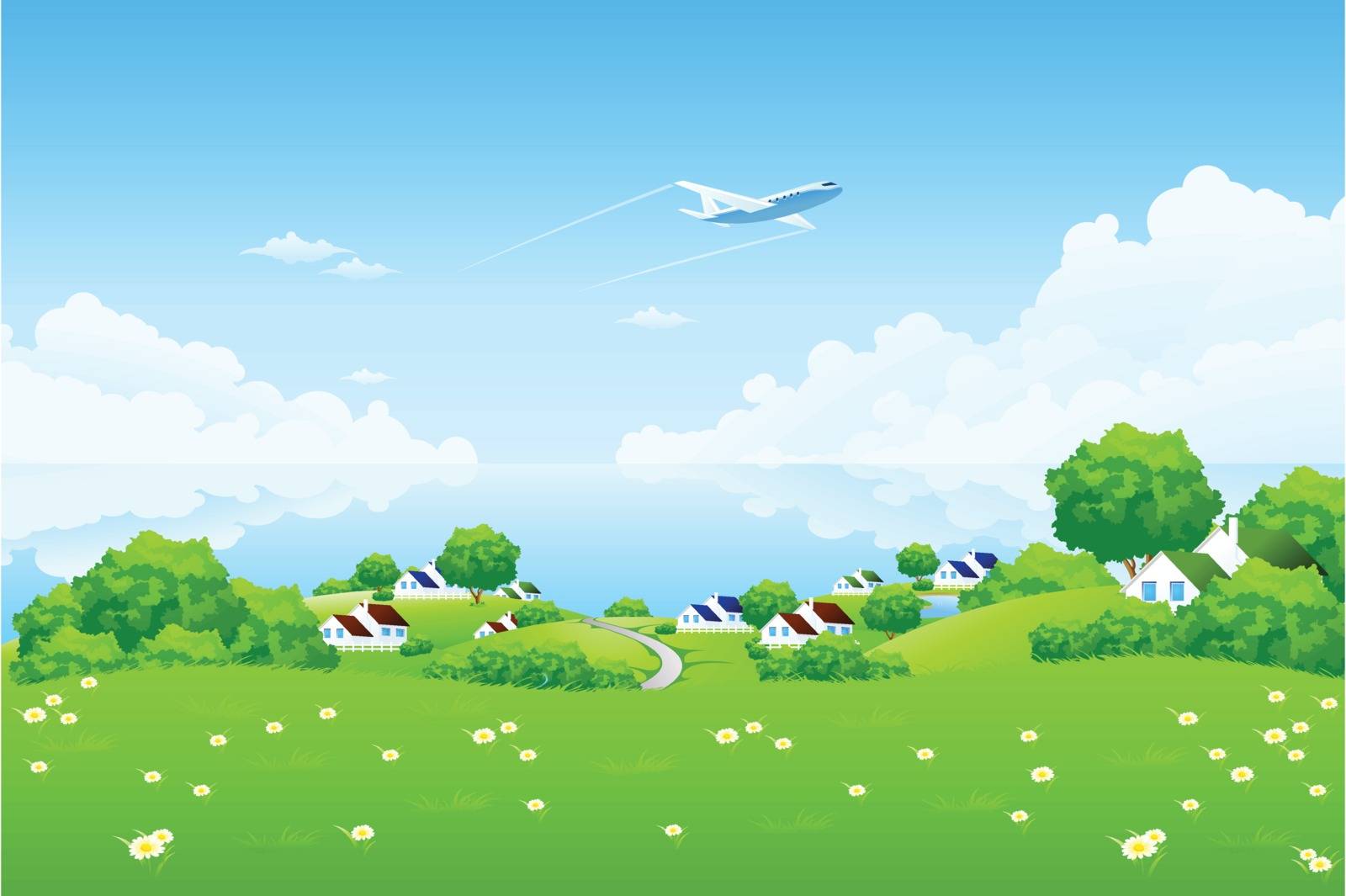 Green Landscape with aircraft by WaD