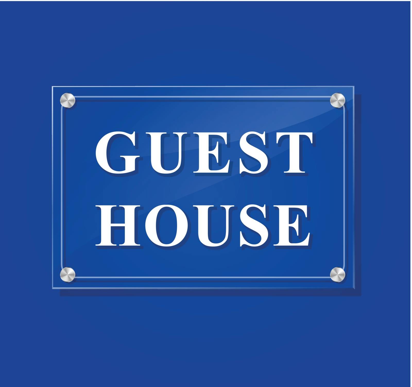 illustration of guest house transparent sign on blue background