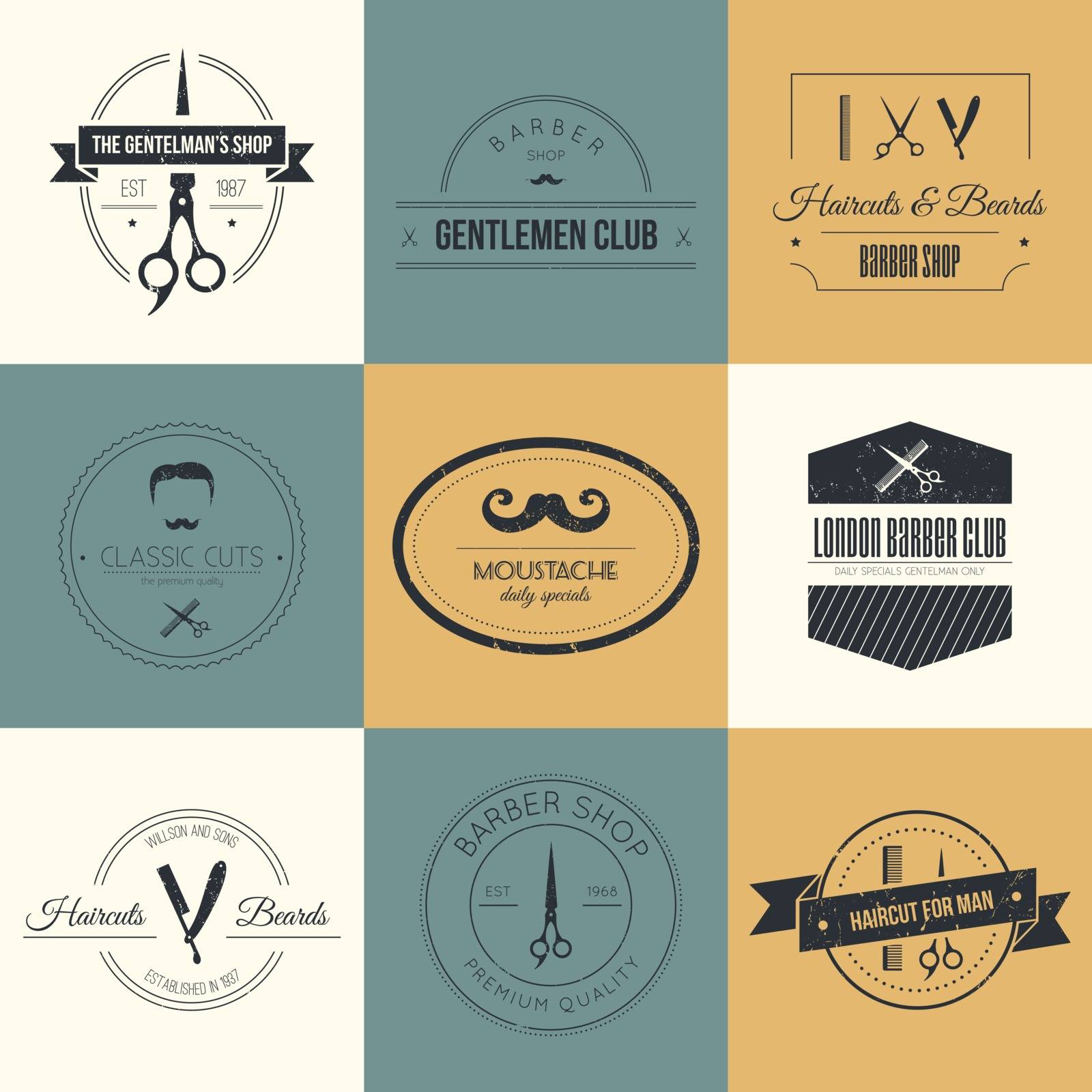 Perfect set of barber and haircut logos. Men's haircuts logo collection made in vector. Badges, labels and design elements.