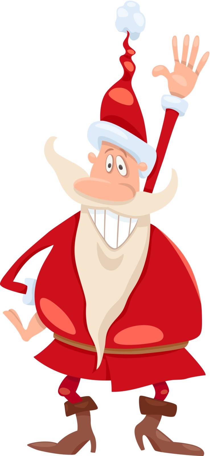 Cartoon Illustration of Funny Santa Claus or Papa Noel