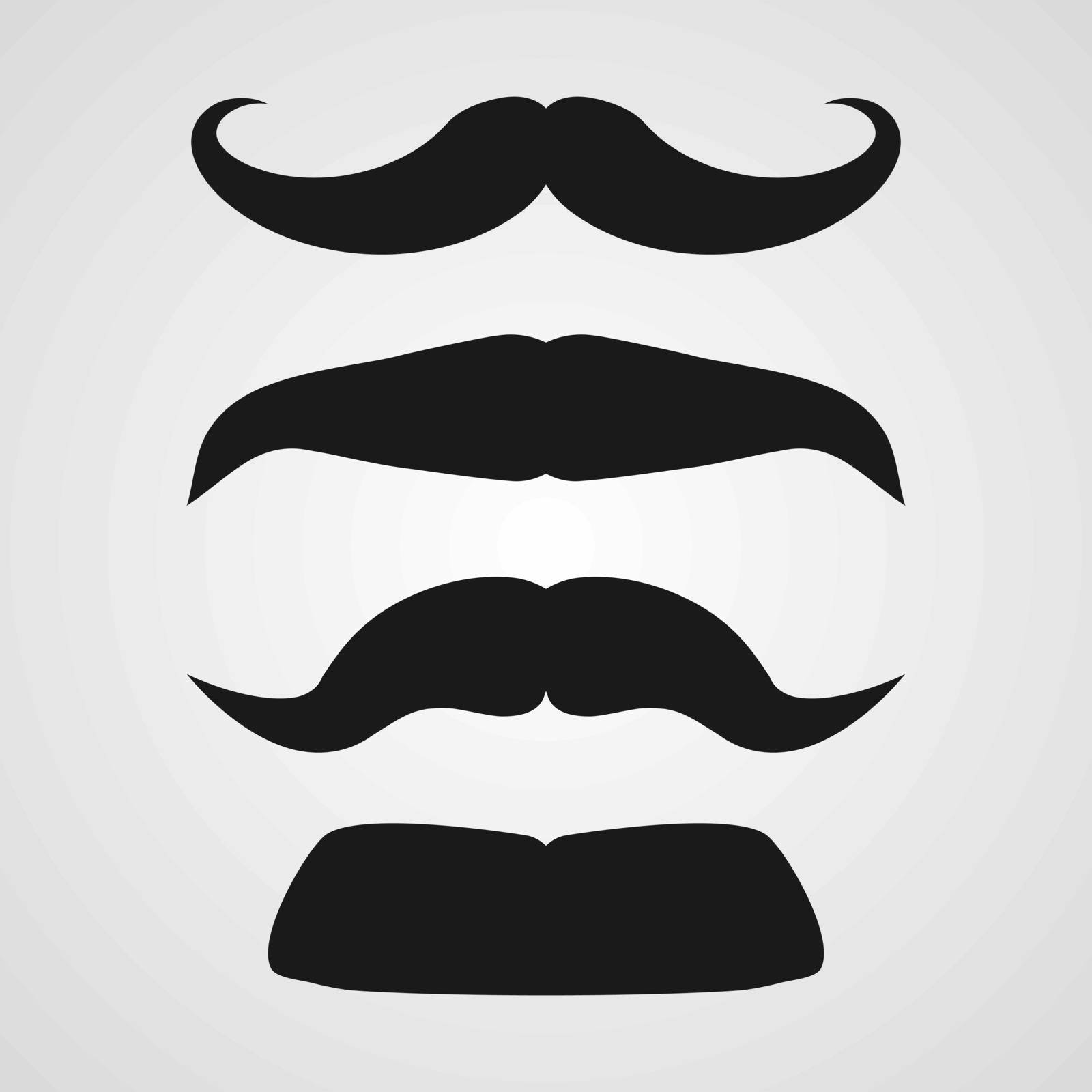 Set of clean vector mustache silhouettes