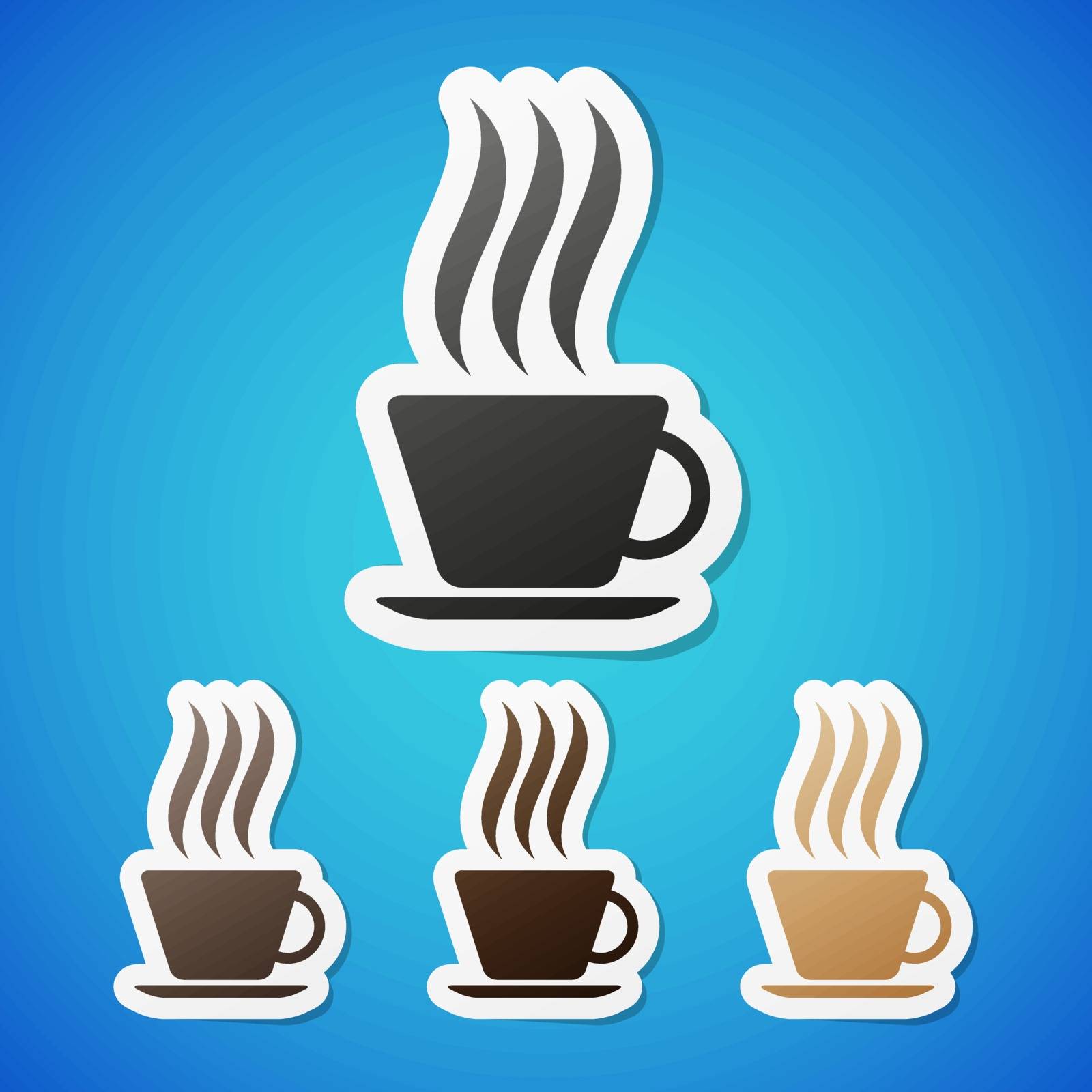 Clean vector color set of coffe symbol icon stickers