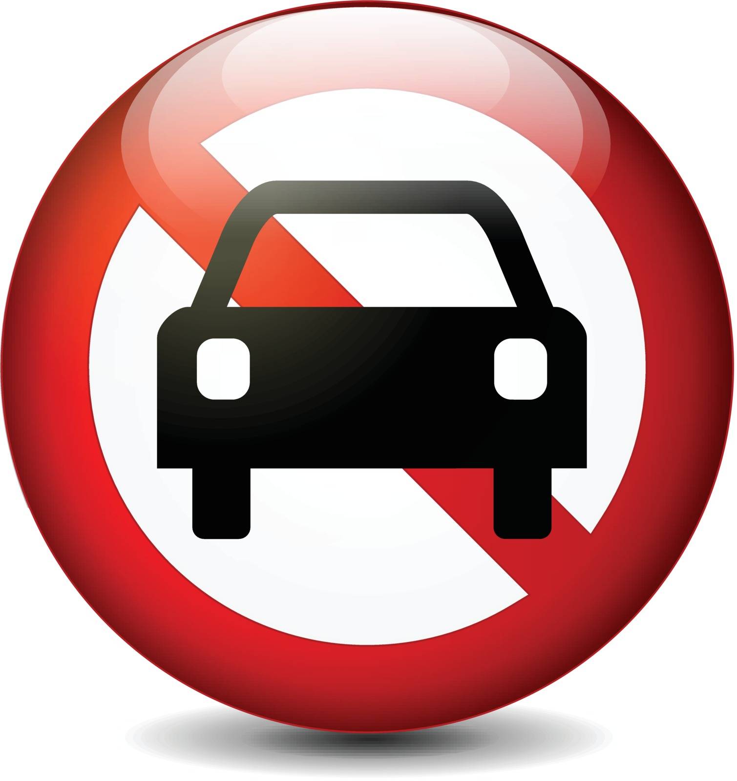 illustration of no cars round sign on white background