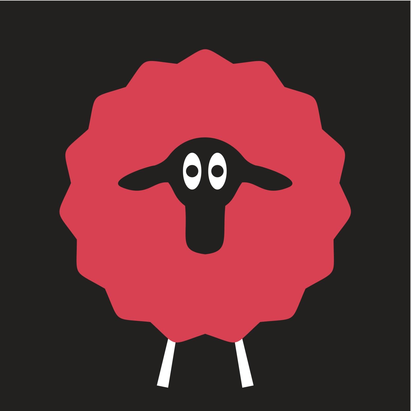 red sheep on a black background