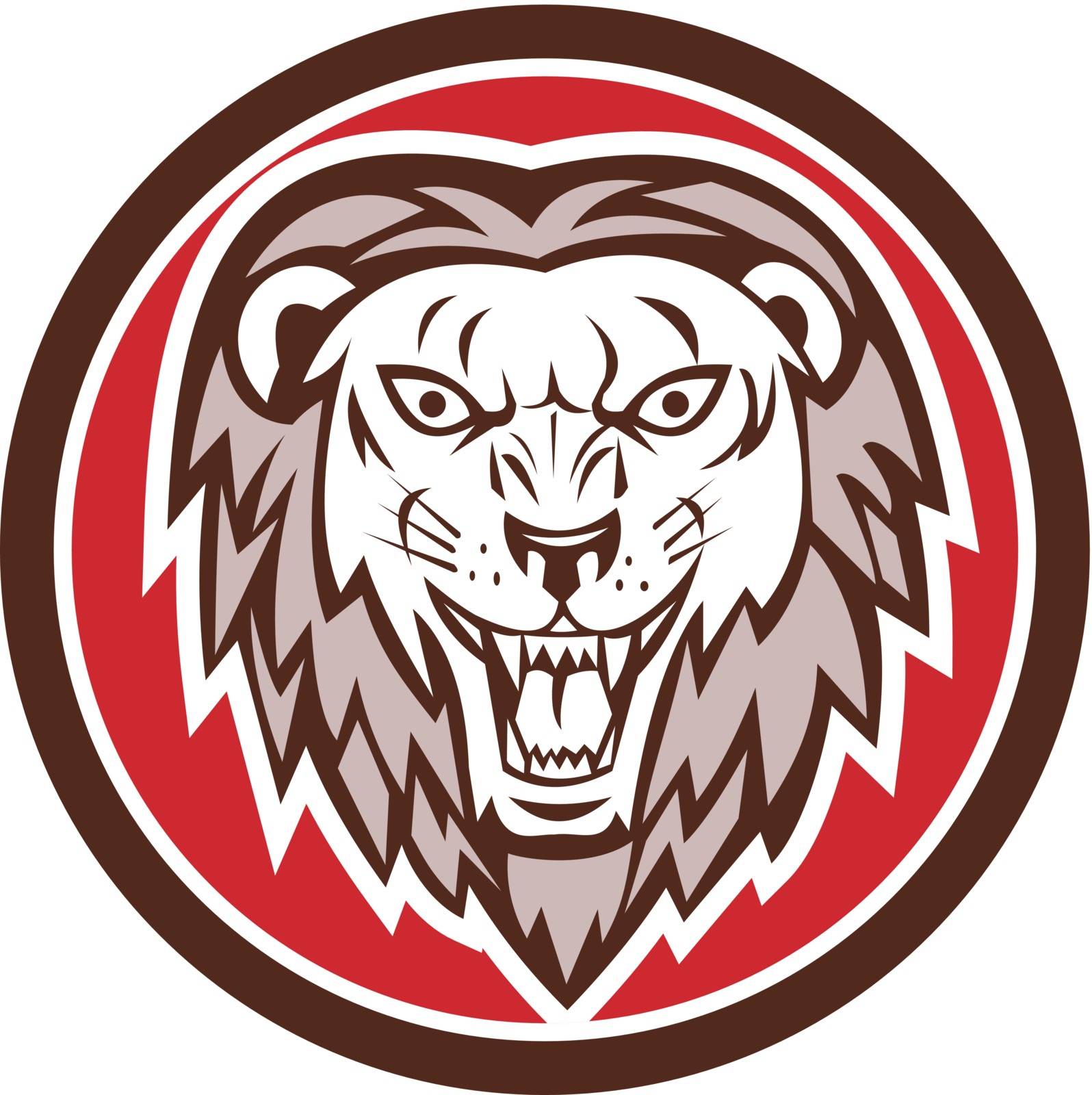 Angry Lion Head Roar Circle Retro by patrimonio