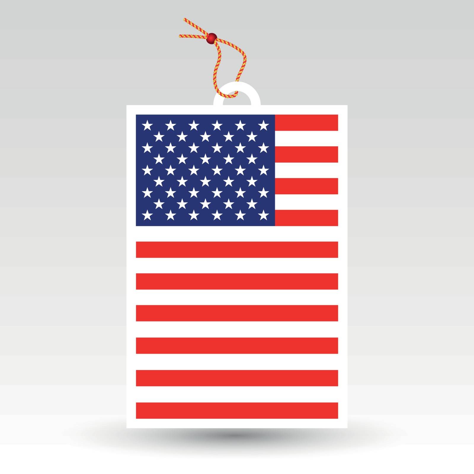 vector simple american price tag - symbol of made in usa - label with string - national flag pattern