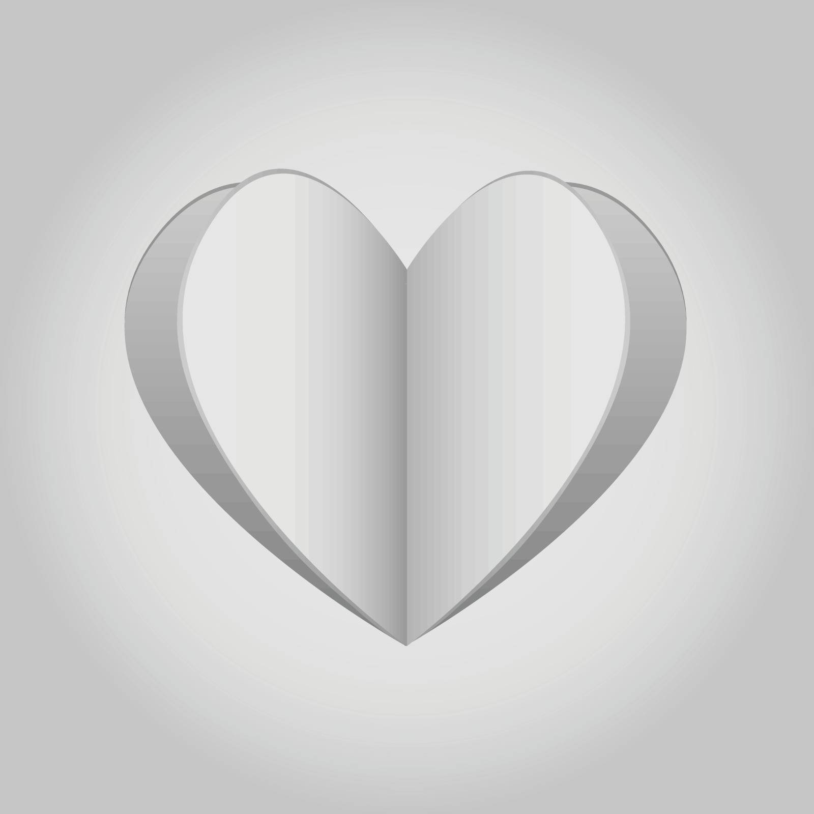 Cutout paper heart in white and grey shades