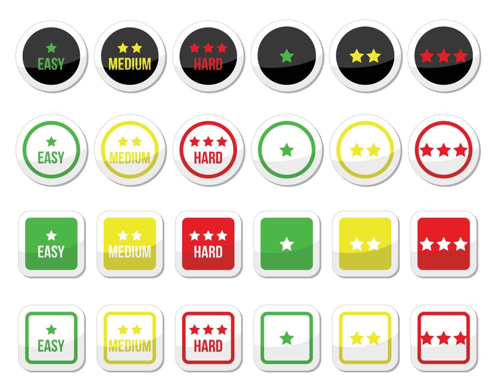Easy, medium, hard level with stars icons set by RedKoala