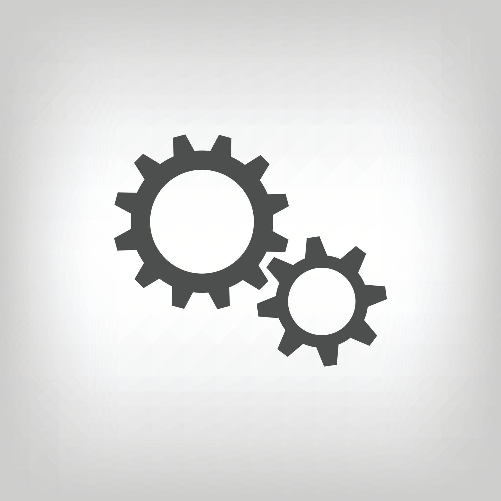 Simple illustration of two gear wheels in grey colors