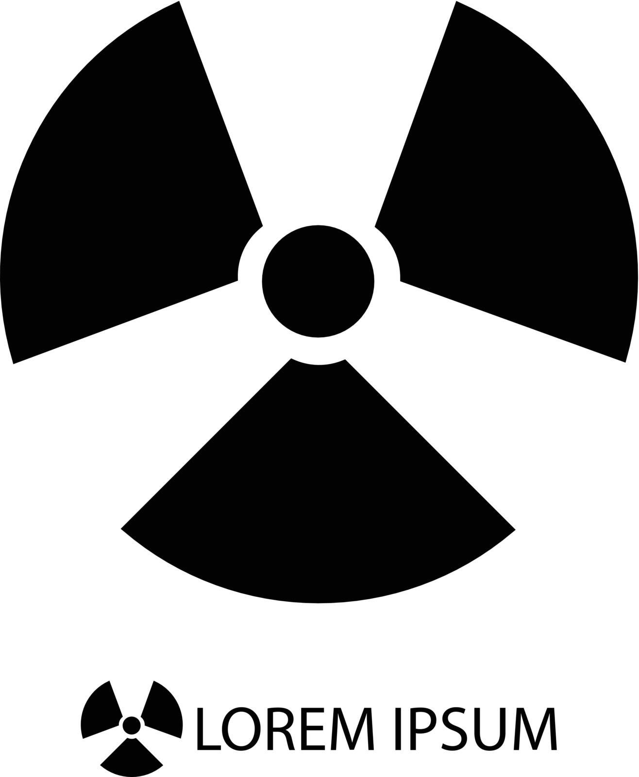 Black radiation sign as logo on white background with copyspace