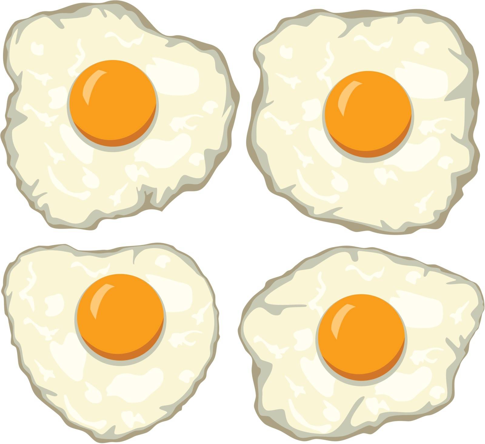 vectorset of delicious fried eggs for breakfast by freesoulproduction