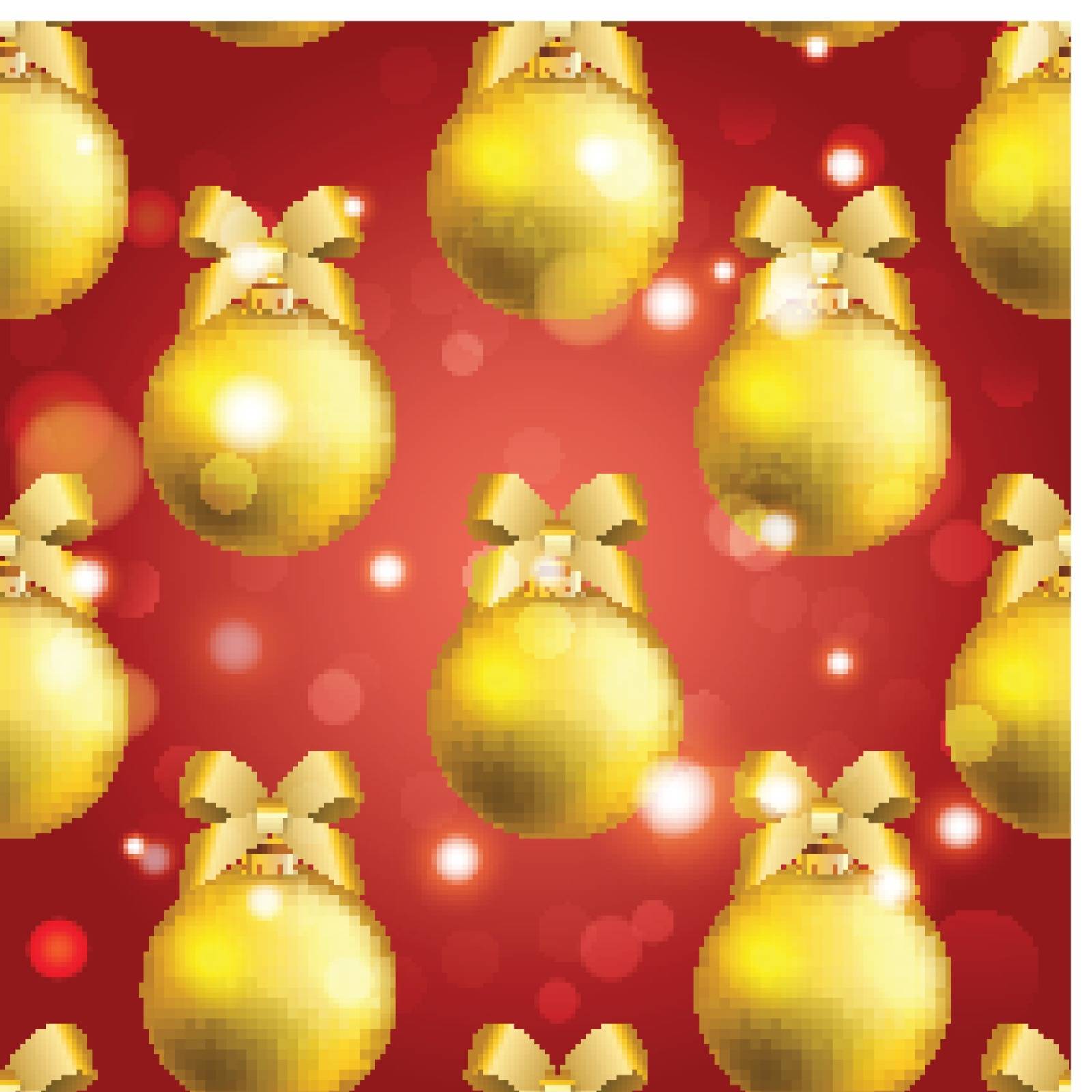 New Year ball pattern. Christmas wallpaper with bow and ribbon. by LittleCuckoo