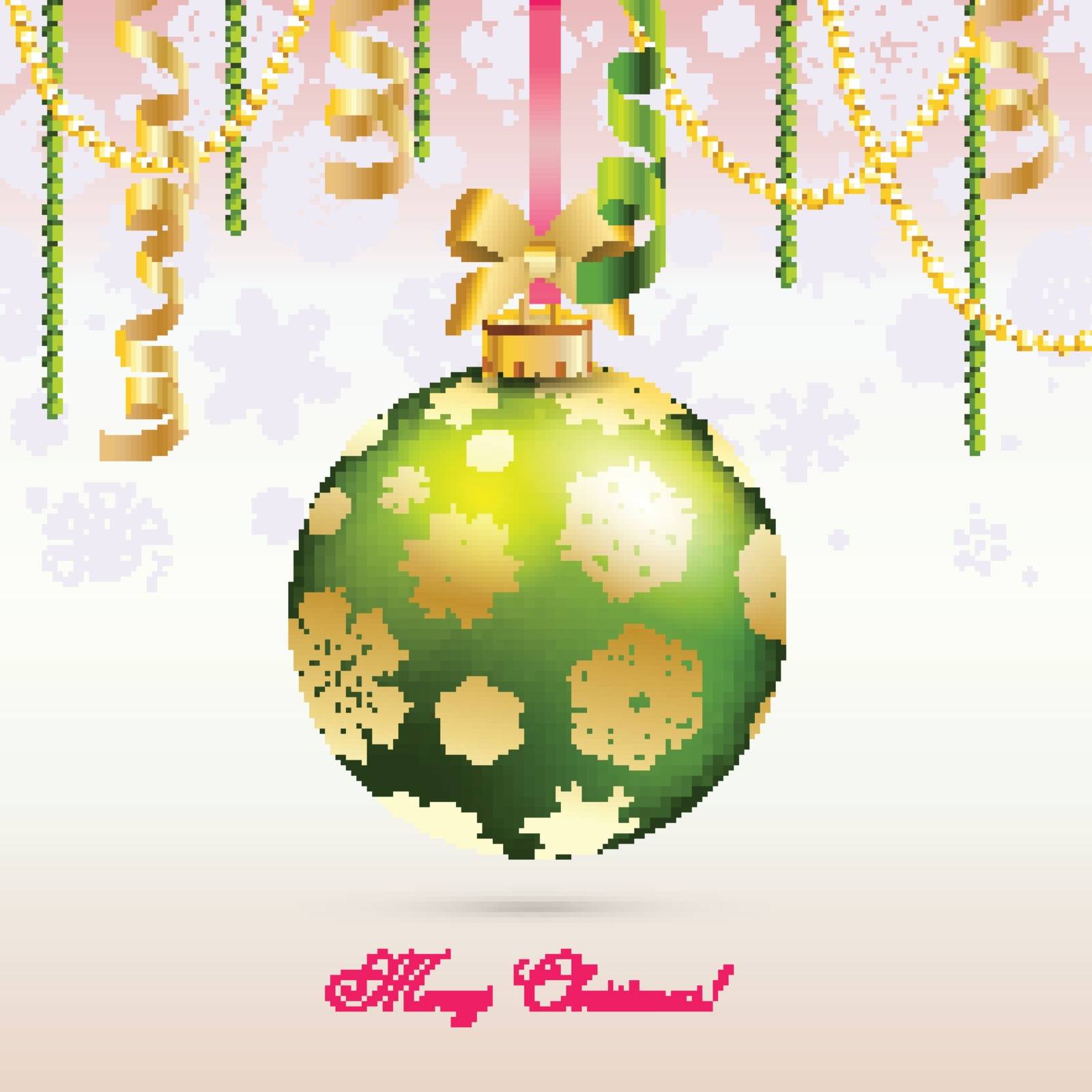 New Year greeting card. Christmas Ball with bow and ribbon. by LittleCuckoo