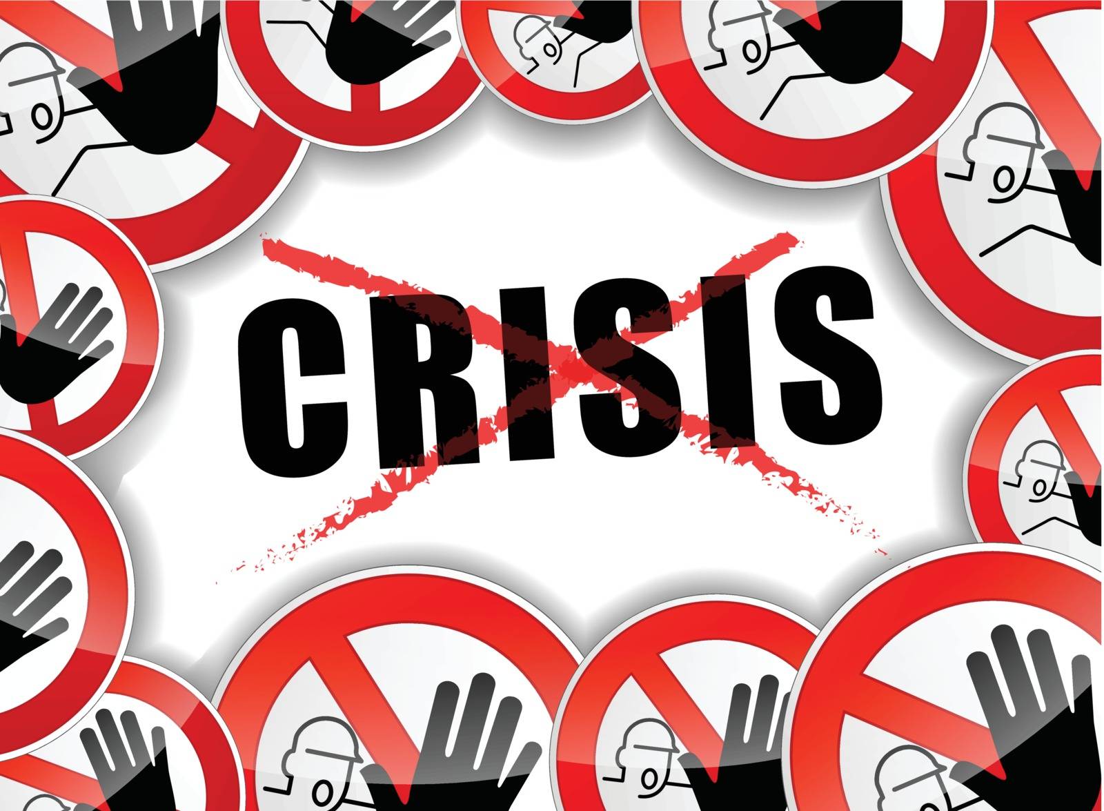 illustration of stop crisis design abstract concept