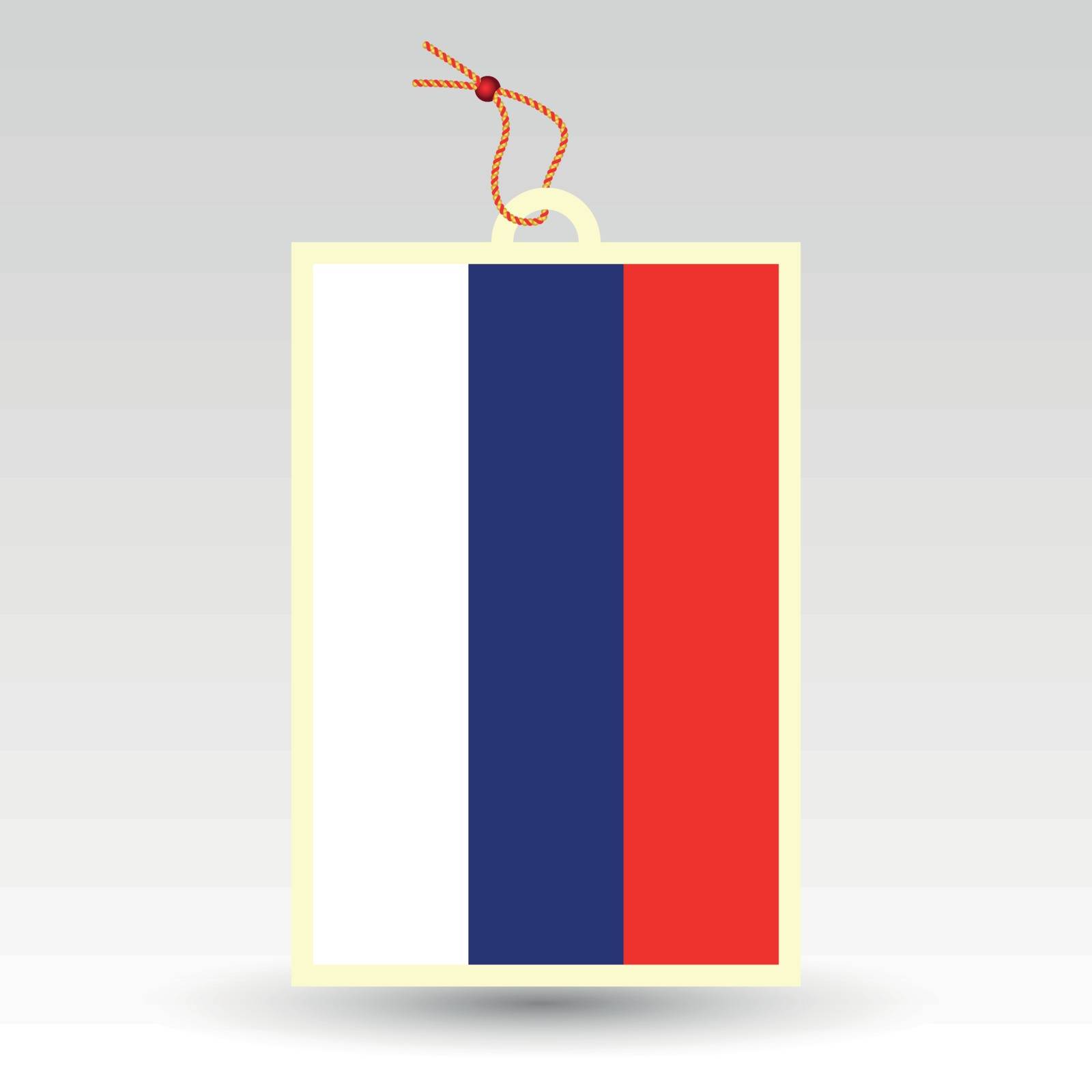 vector simple russian price tag - symbol of made in russia - label with string - national flag pattern