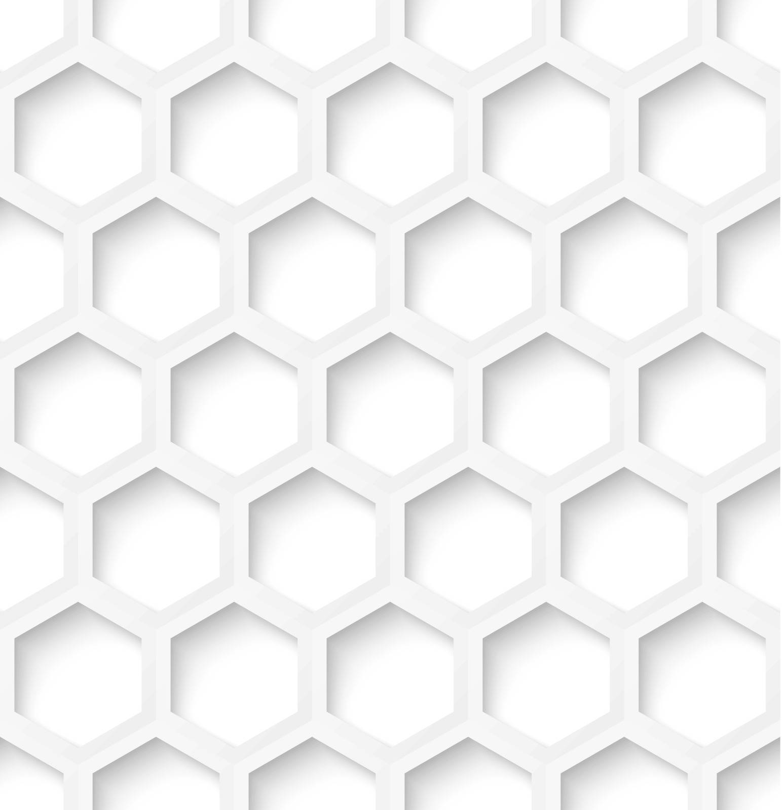 White paper hexagon seamless pattern background by sky_max
