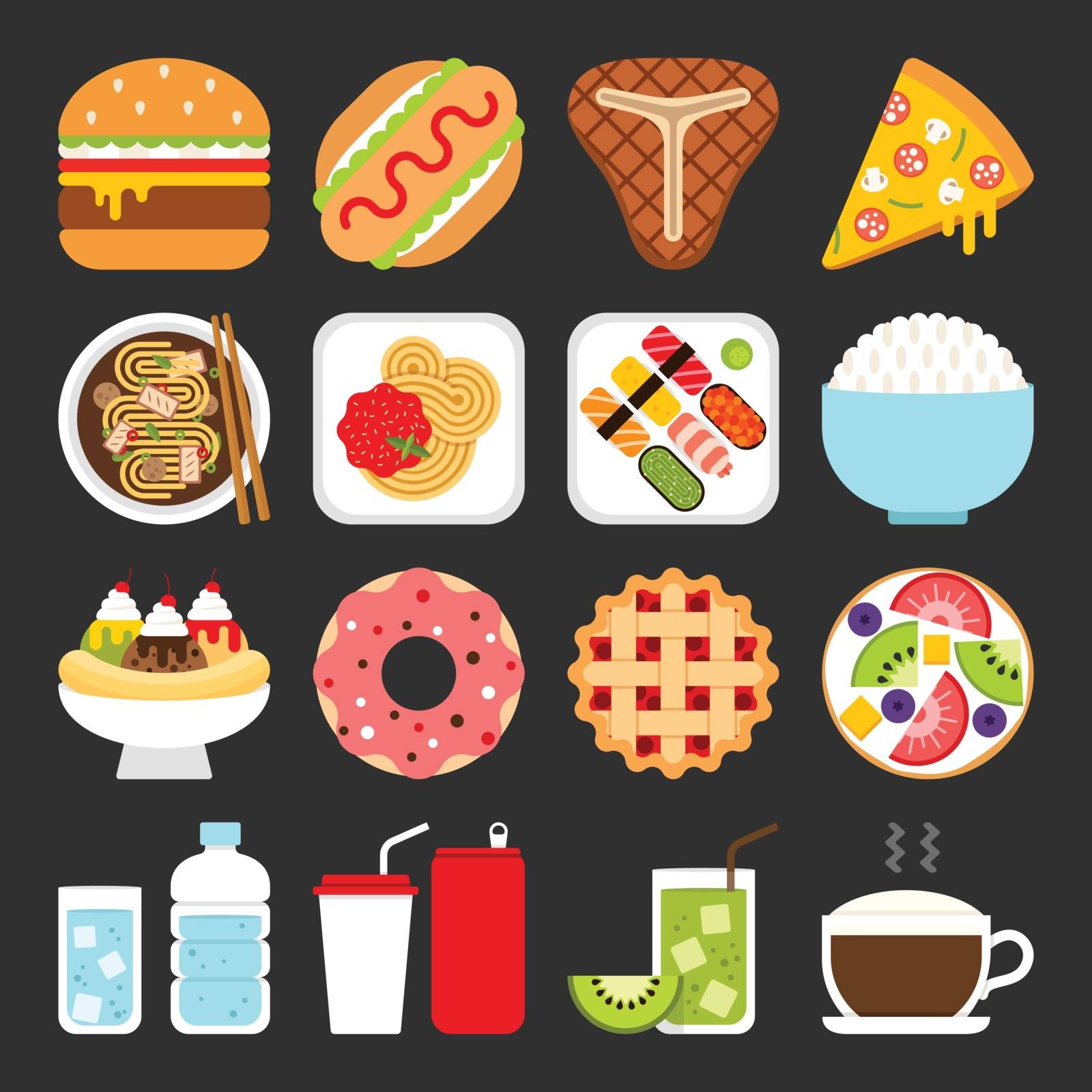 Food icons, lunch