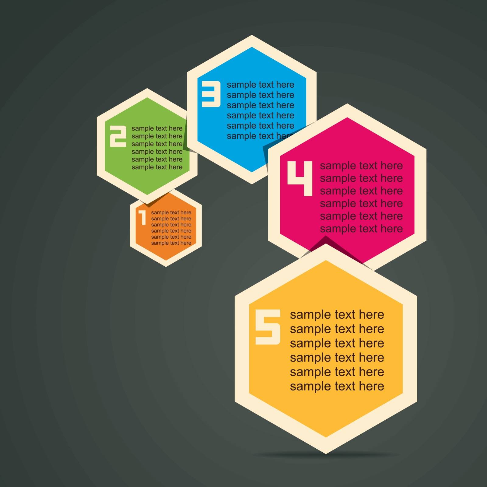 colorful hexagon infographics by designaart